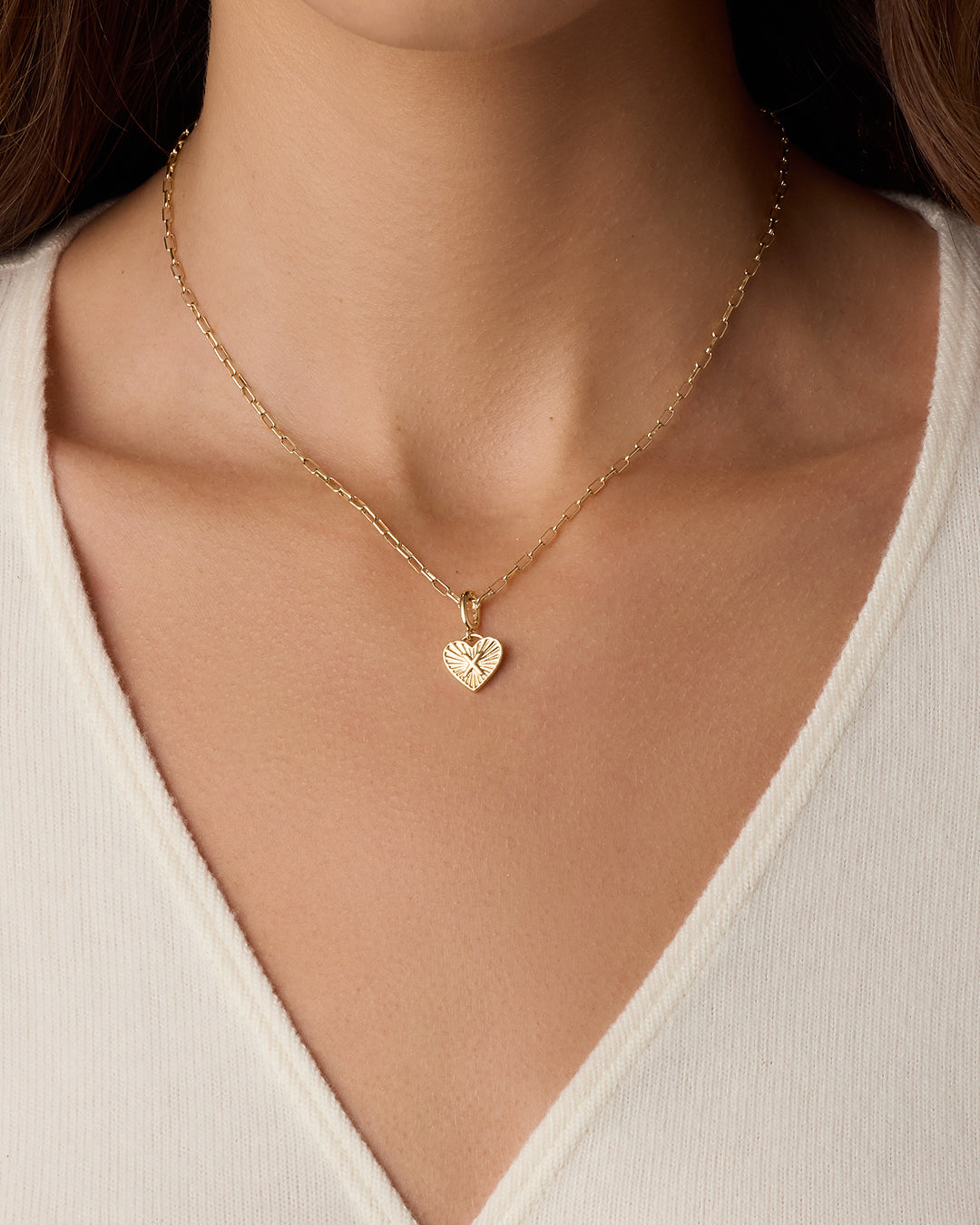 Vintage Heart Alphabet Charm Necklace