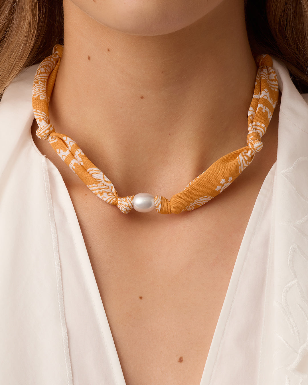 Paisley Bandana Pearl Necklace