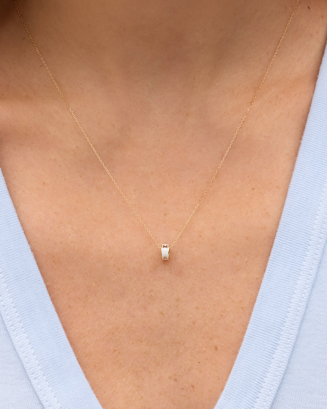 14K Gold Mama Halo Charm Necklace