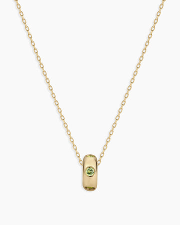14K Gold Birthstone Halo Charm Necklace