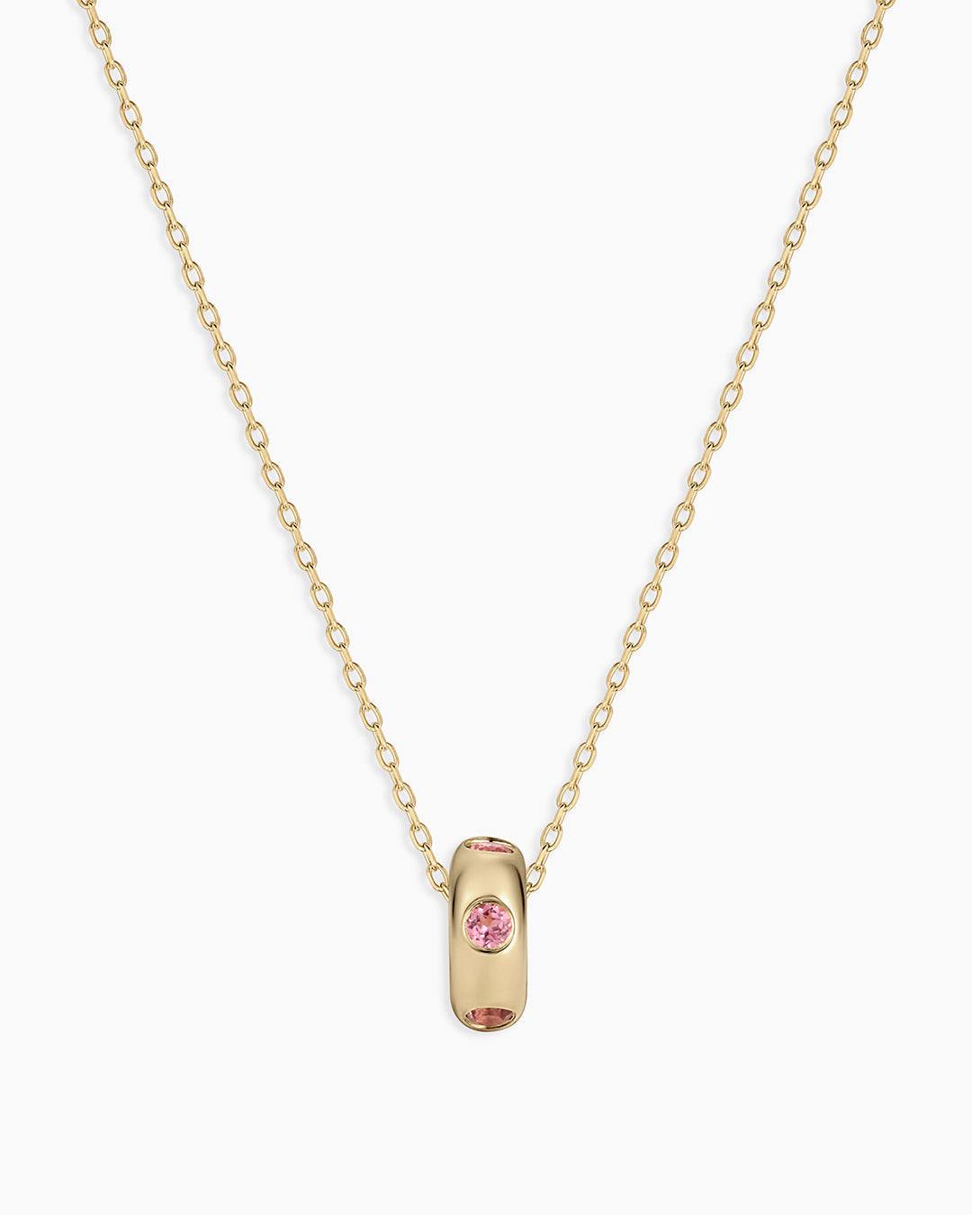 14K Gold Birthstone Halo Charm Necklace