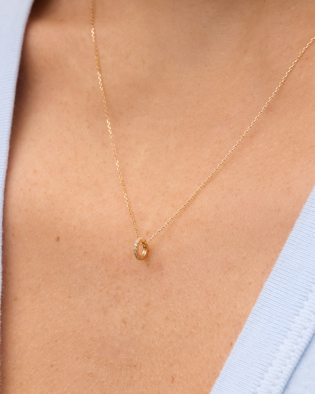 Diamond Pav Halo Charm Necklace