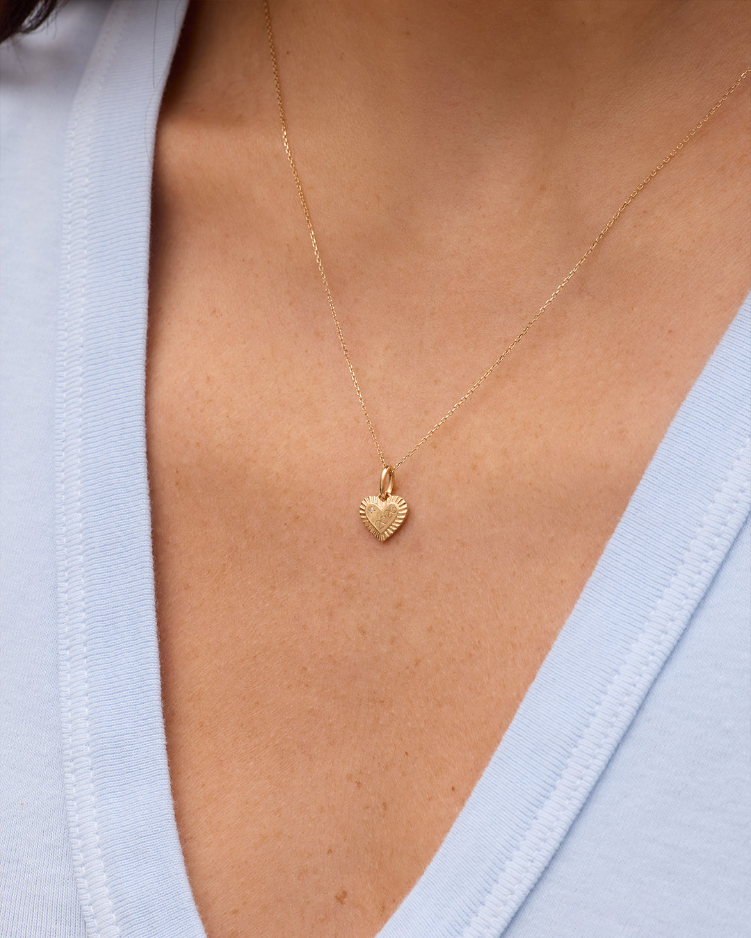 14K Gold Milestone Heart Charm Necklace