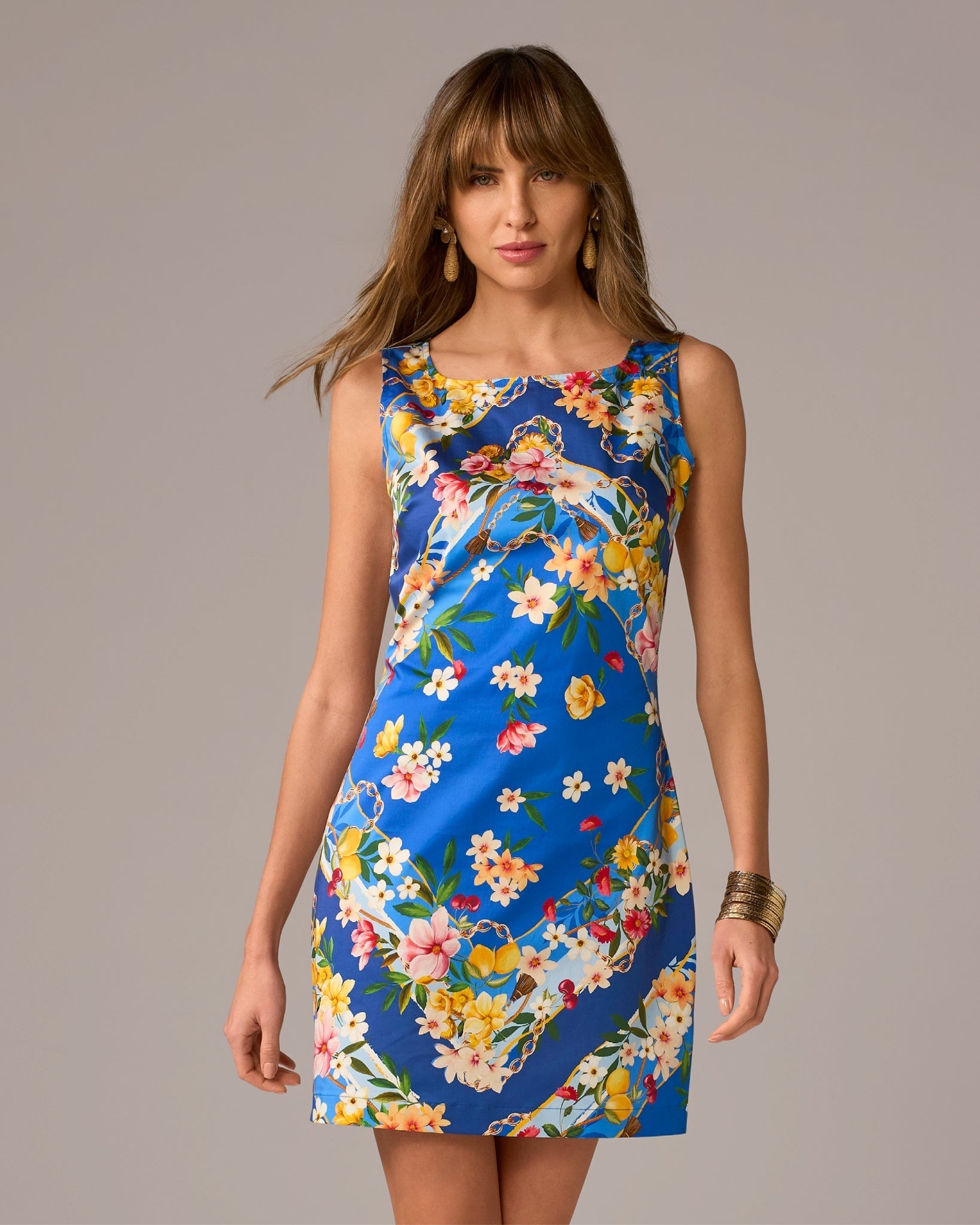 Printed Floral Aline Mini Dress Dolce Scarf