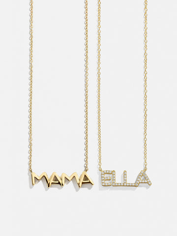 14K Gold Custom Nameplate Necklace - Organic