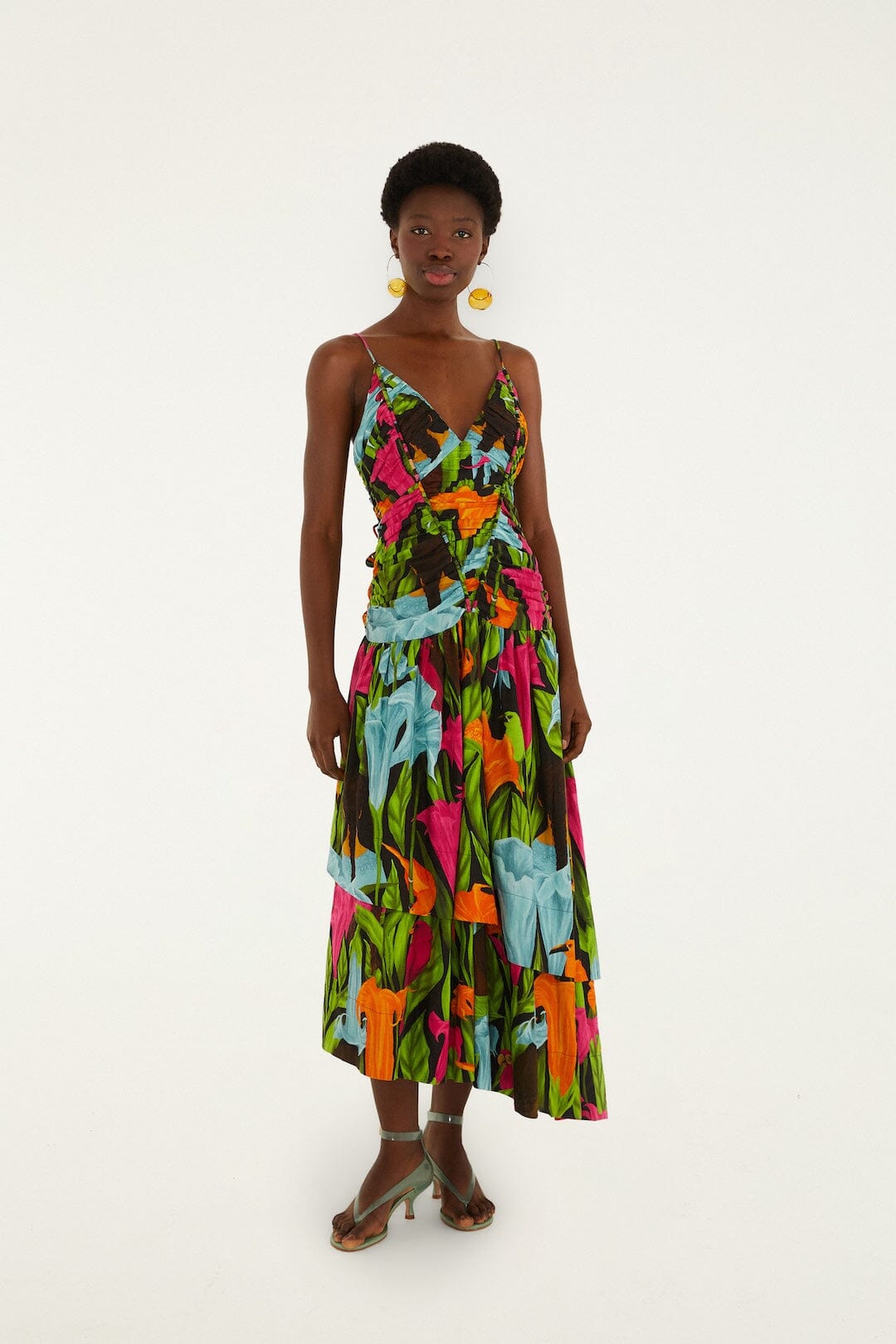 Black Mujeres Y Flores Midi Dress