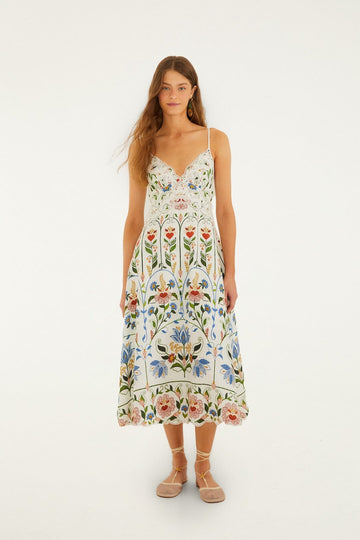 Off-White Stitched Garden Midi Dress