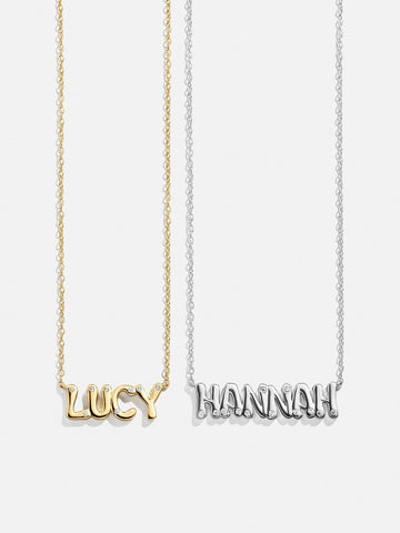 14K Gold Custom Nameplate Necklace - Bubble