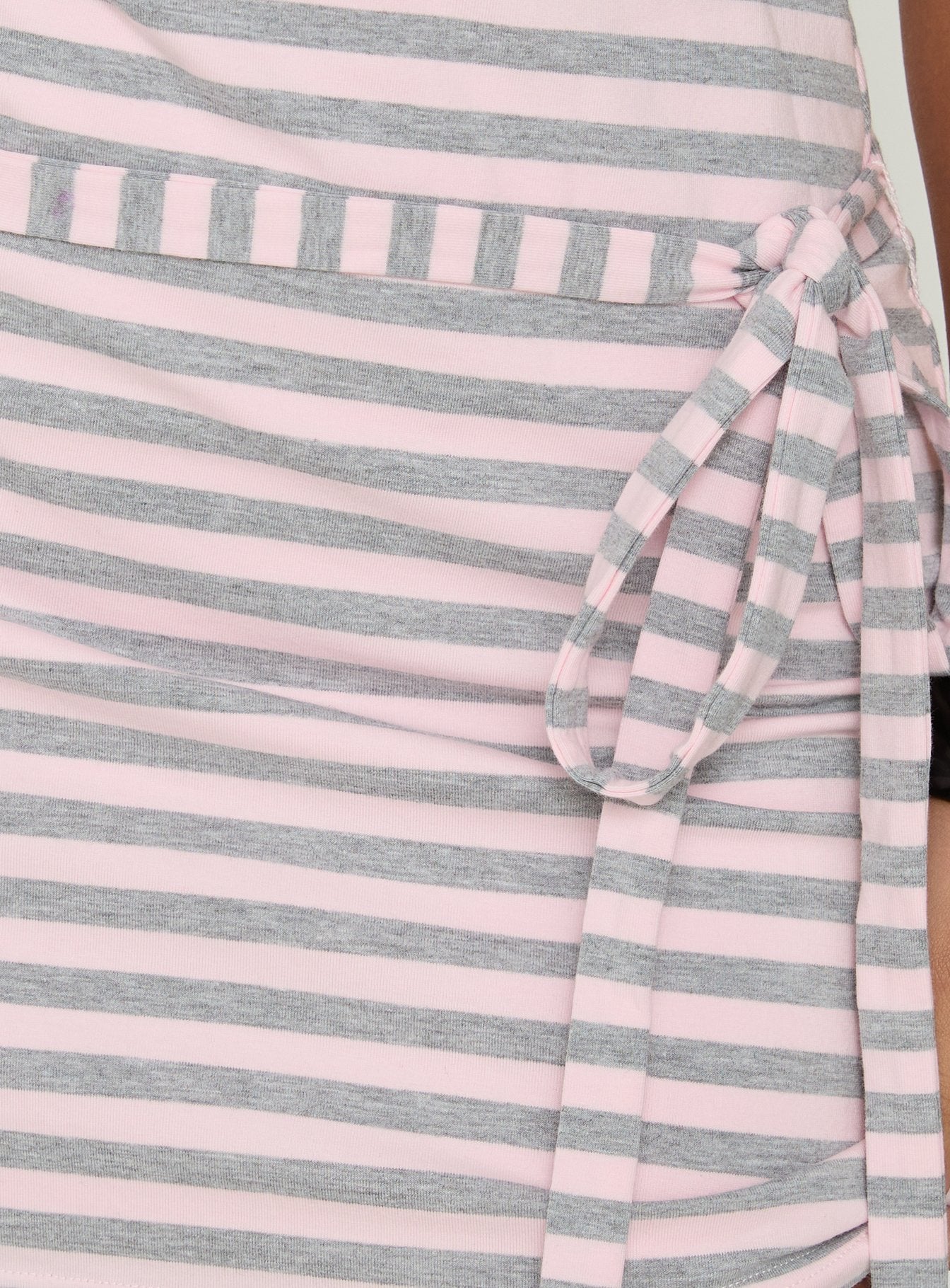 Favourite Daughter Tie Detail Mini Dress Pink / Grey Stripe