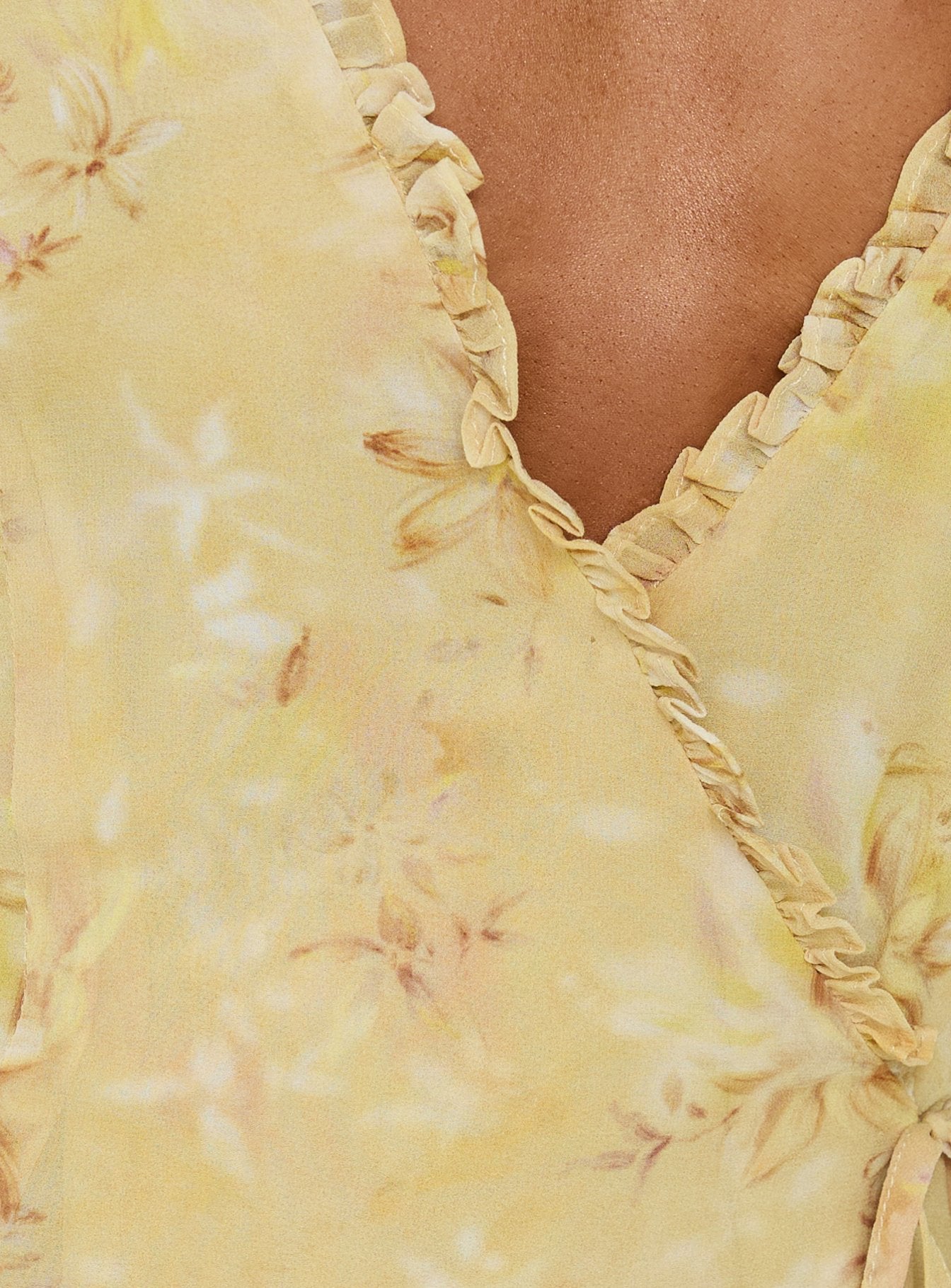 Taija Wrap Mini Dress Yellow Floral