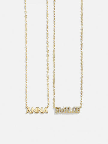 14K Gold Custom Nameplate Necklace - Mini Block