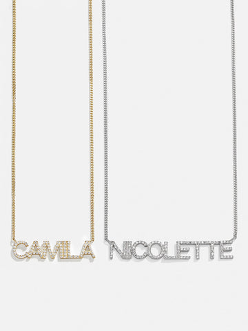 14K Gold Custom Nameplate Necklace - Block
