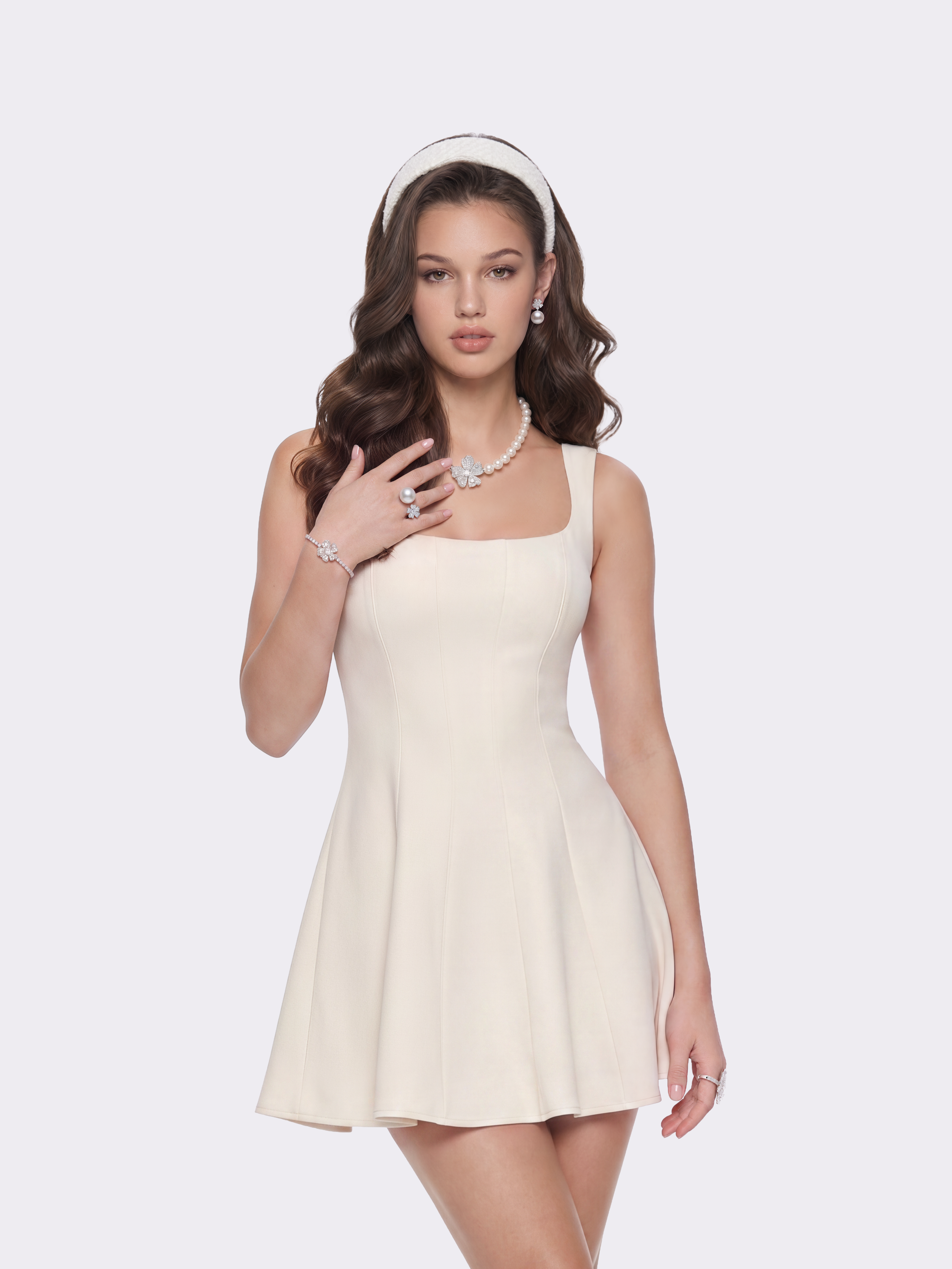 Eliza Cut Out Champagne Mini Dress -Final Sale