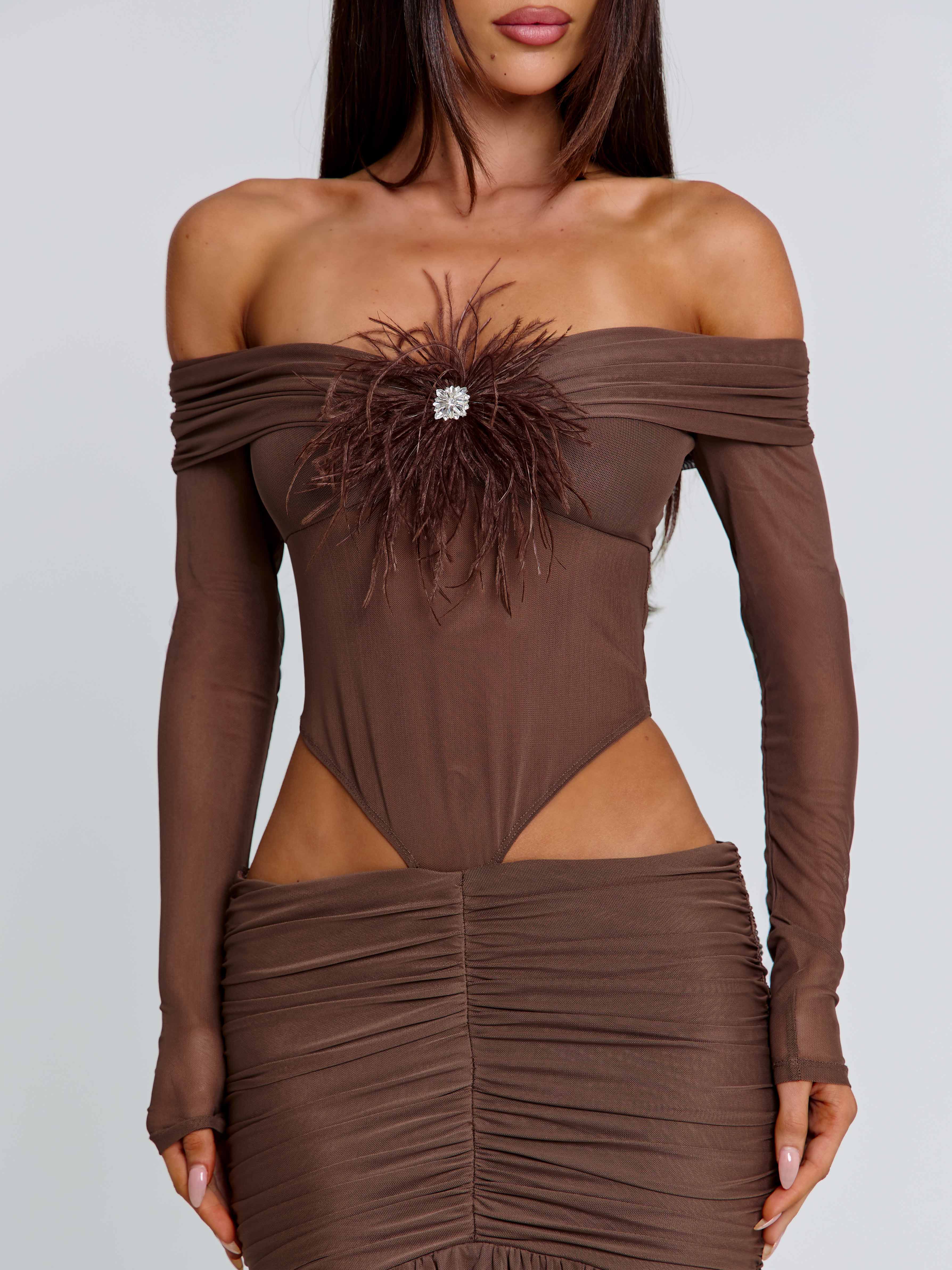 Angelae Maxi Dress Chocolate Brown