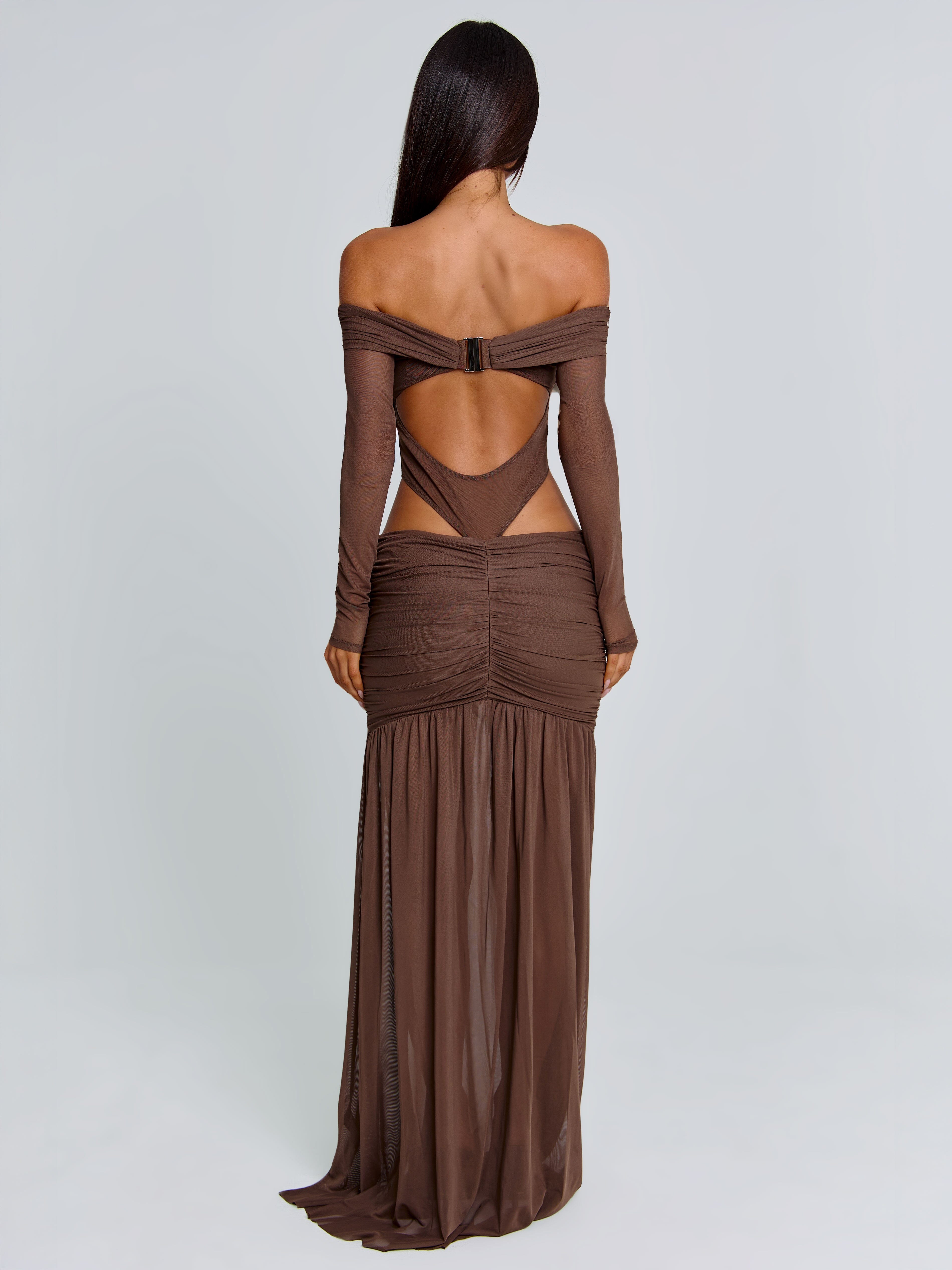 Angelae Maxi Dress Chocolate Brown