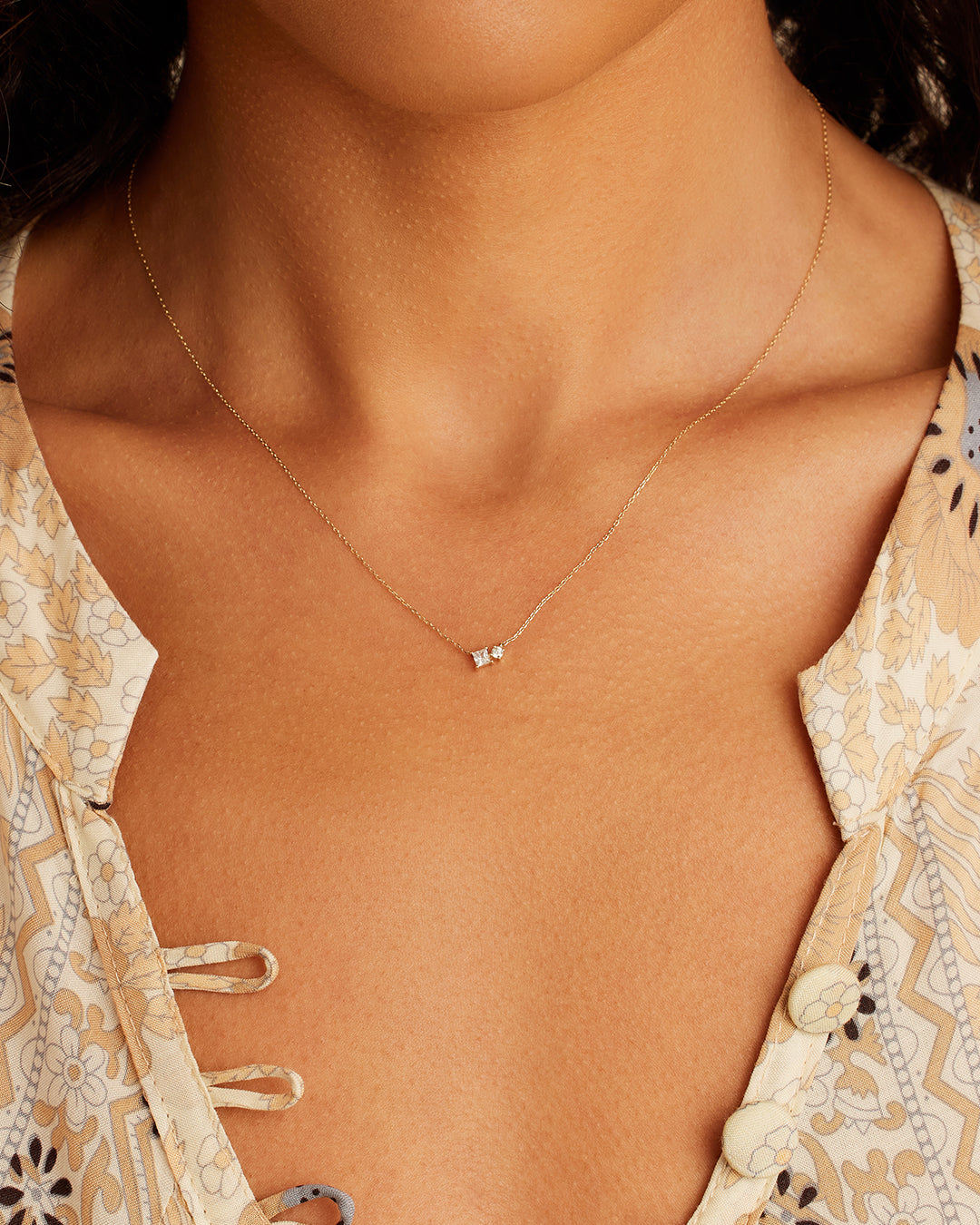 Diamond And White Sapphire Necklace