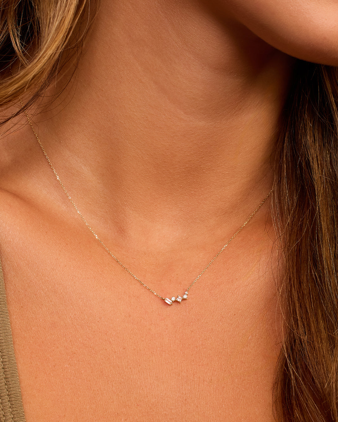 Diamond And White Sapphire Amara Cluster Necklace