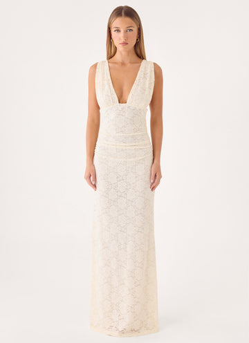 Aarin Lace Maxi Dress - Cream