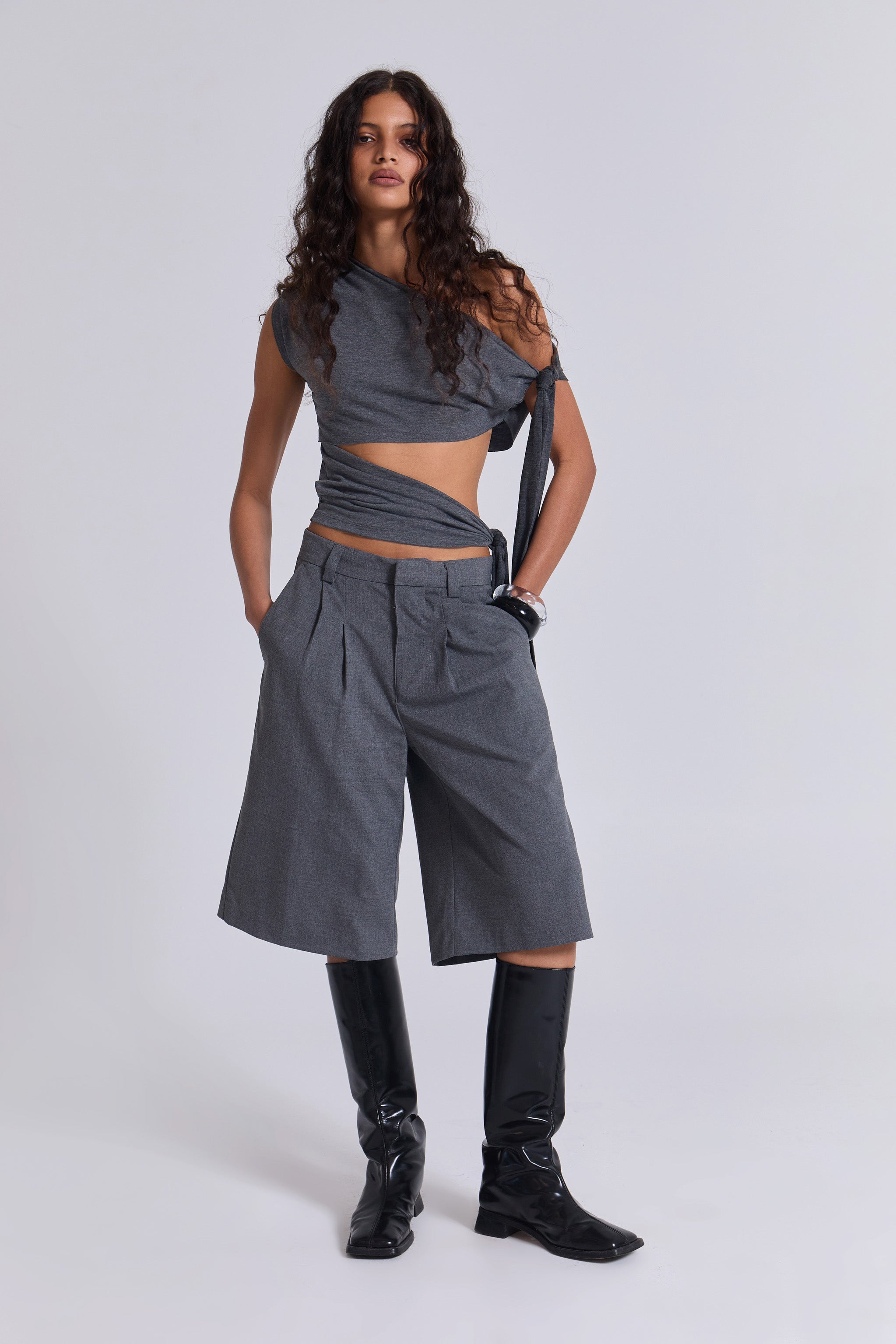 Mena Asymmetric Top in Grey