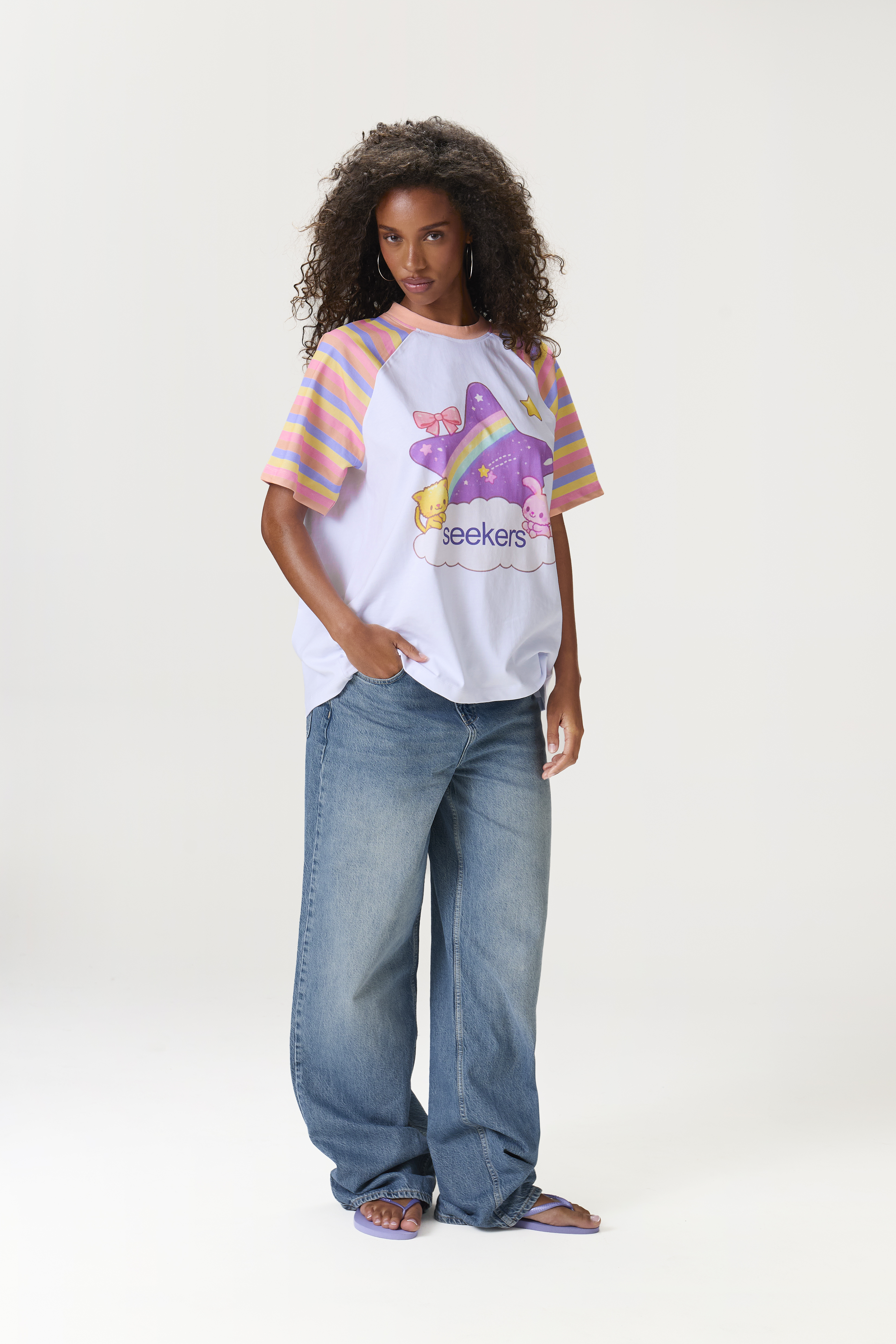 Patootie Striped Raglan Oversized Tee