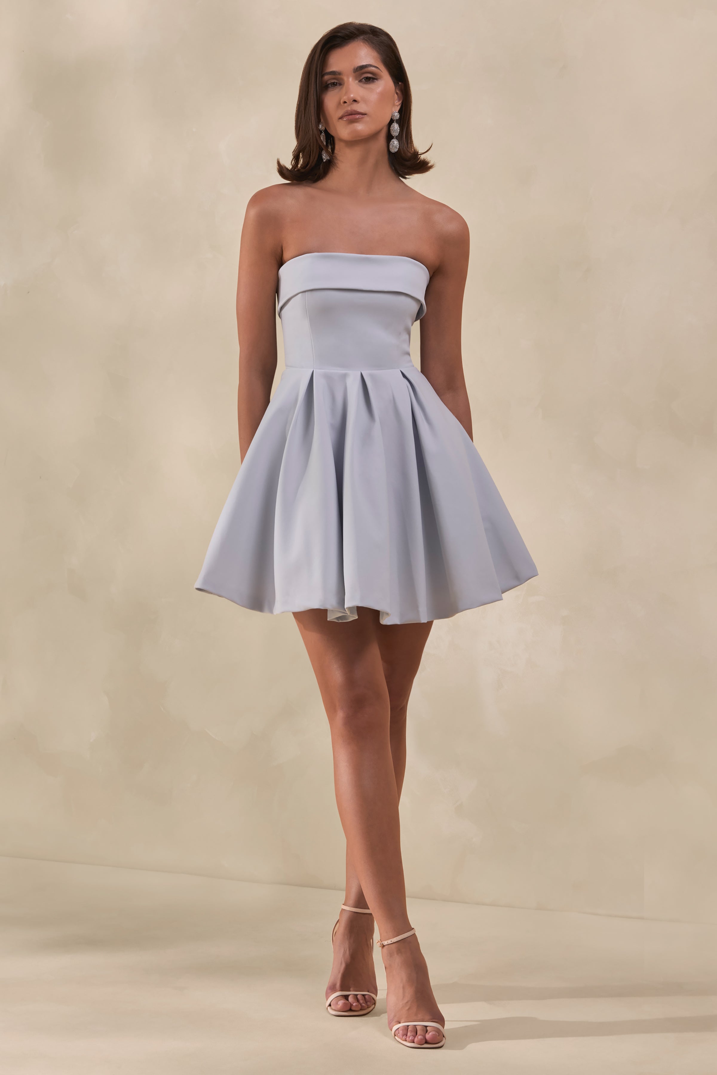 Bruna | Powder Blue Bandeau Skater Mini Dress