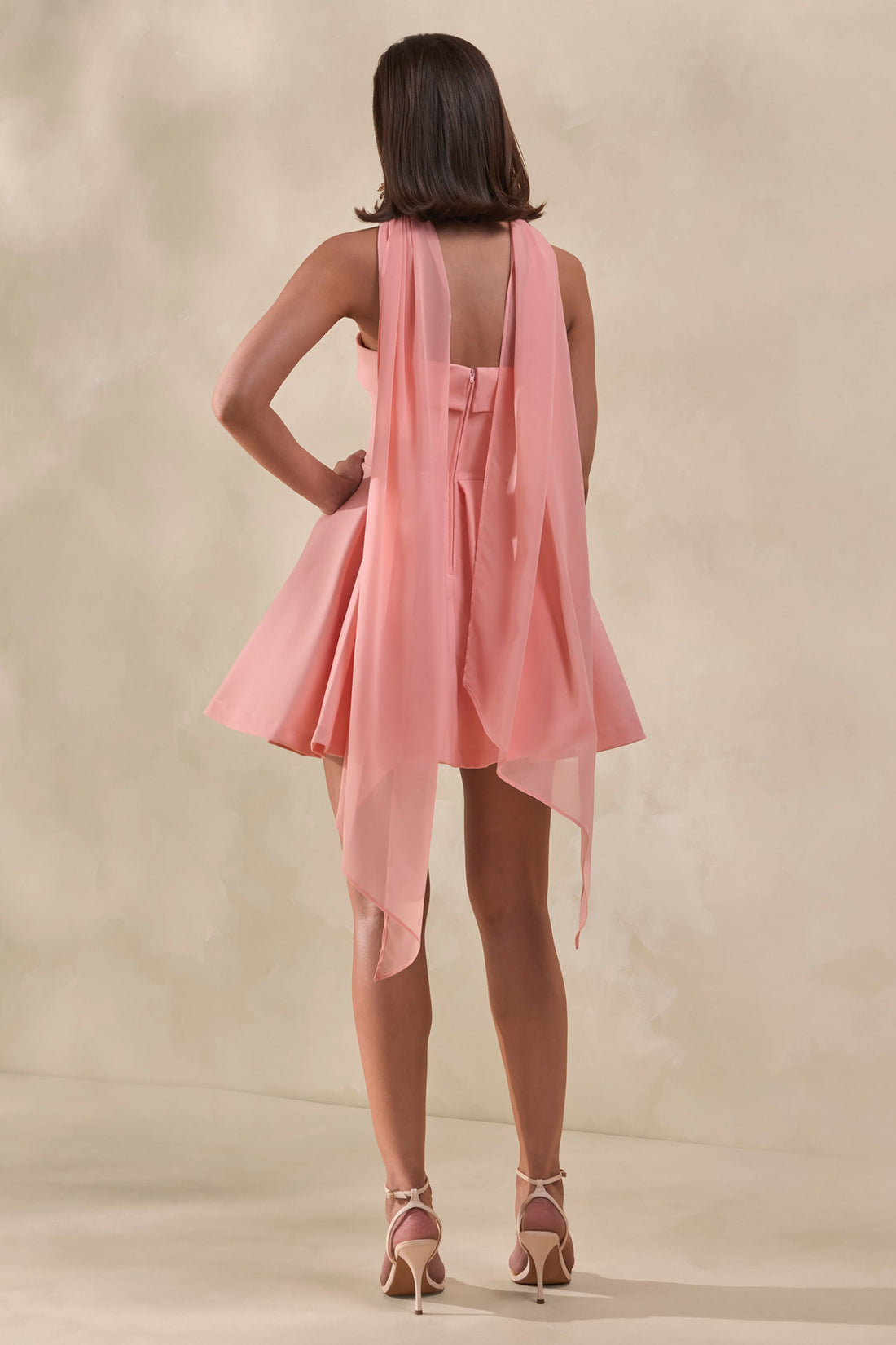 Bruna | Light Pink Bandeau Skater Mini Dress