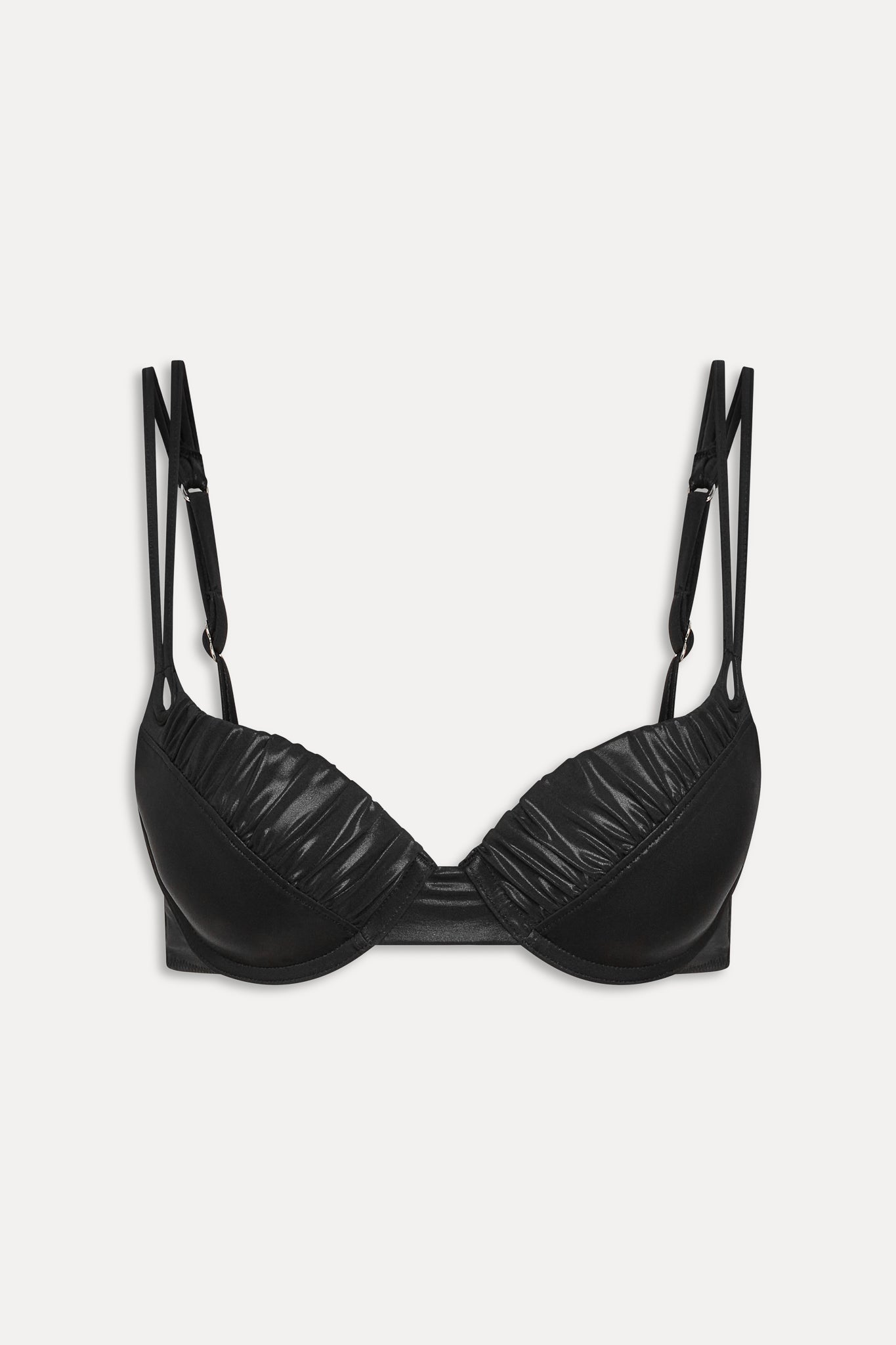 X Khy Cherish Metallic Push Up Bikini Top - Black Chrome