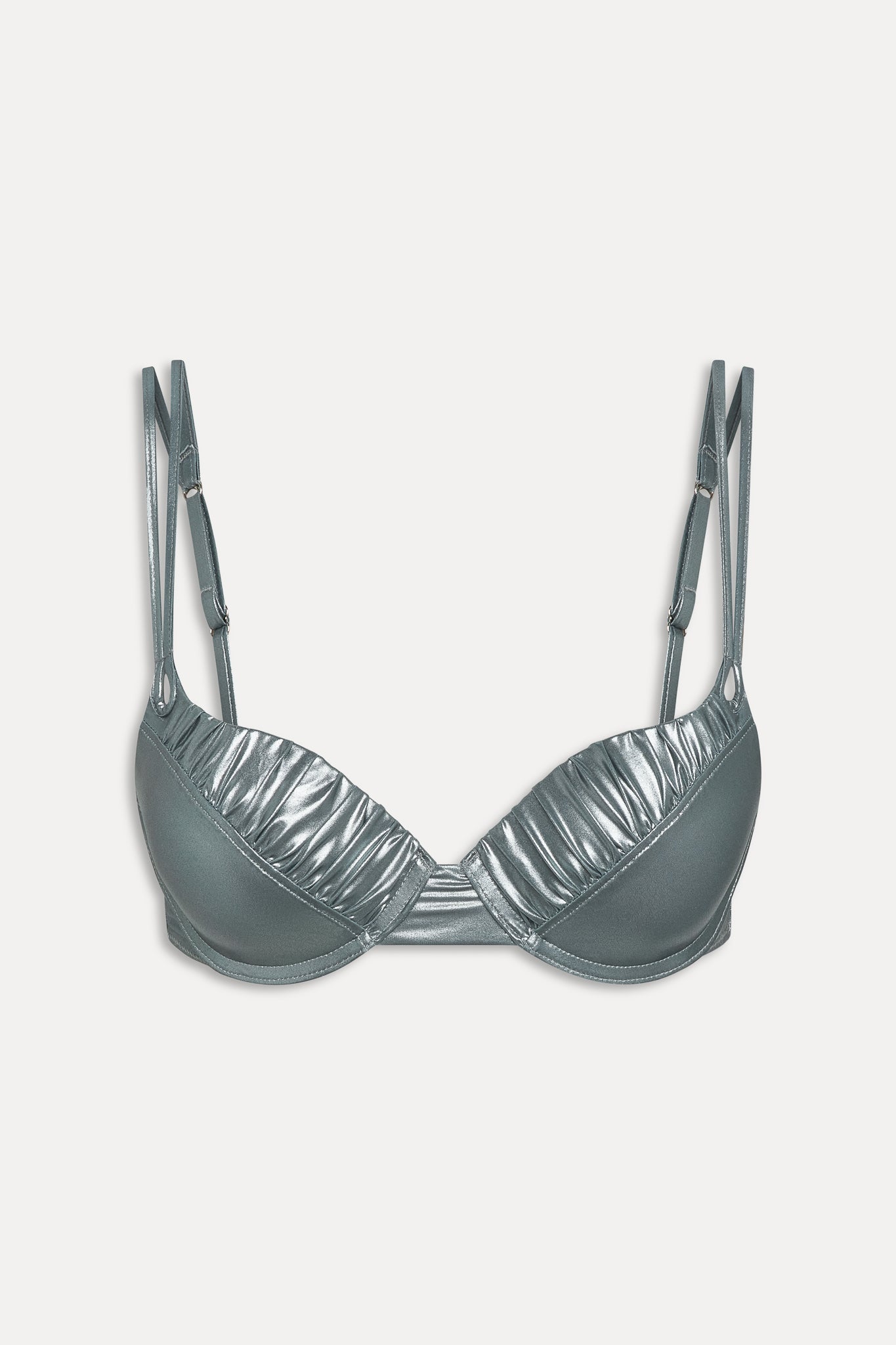 X Khy Cherish Metallic Push Up Bikini Top - Chrome