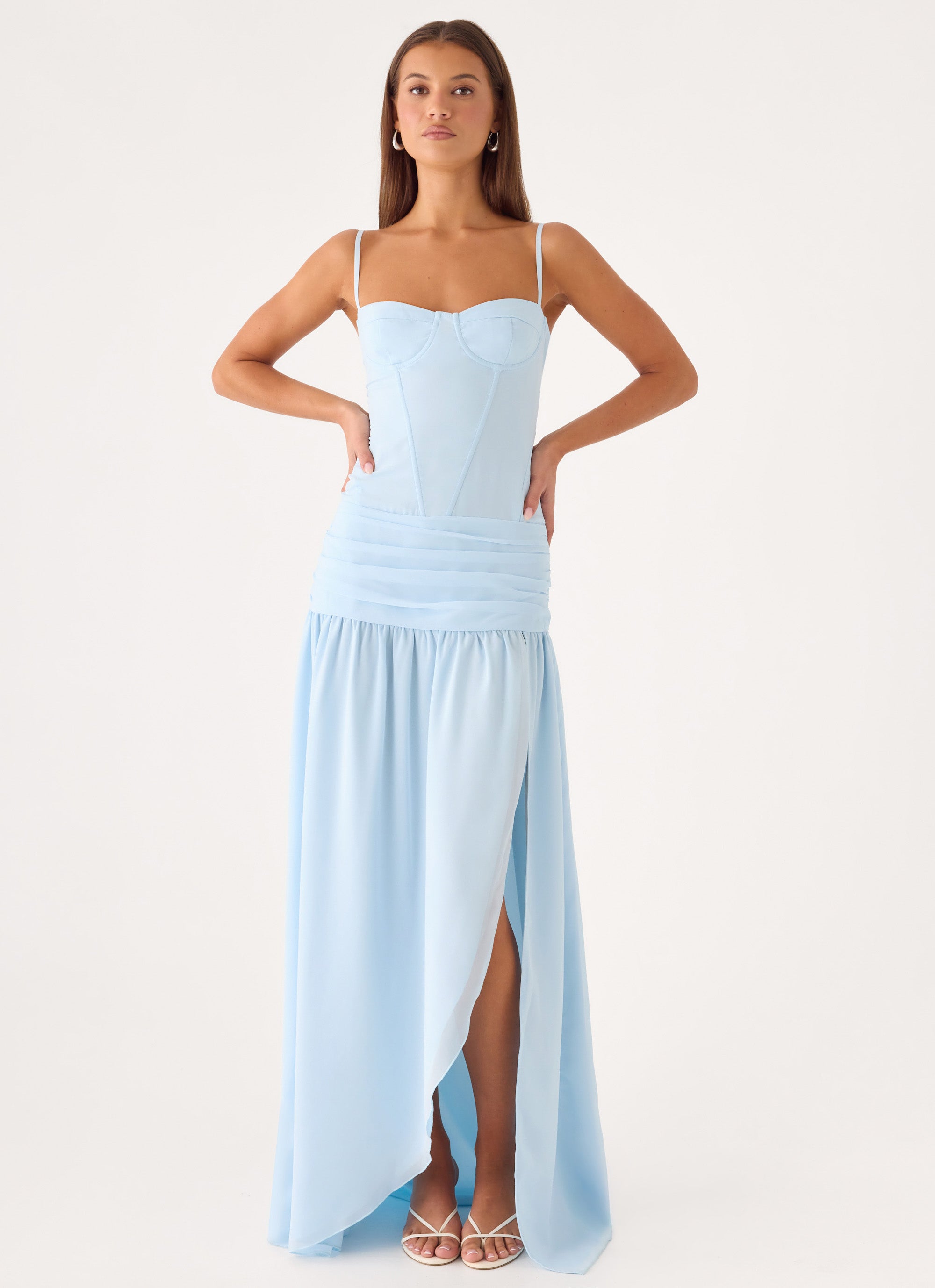 Clemence Bustier Maxi Dress - Blue