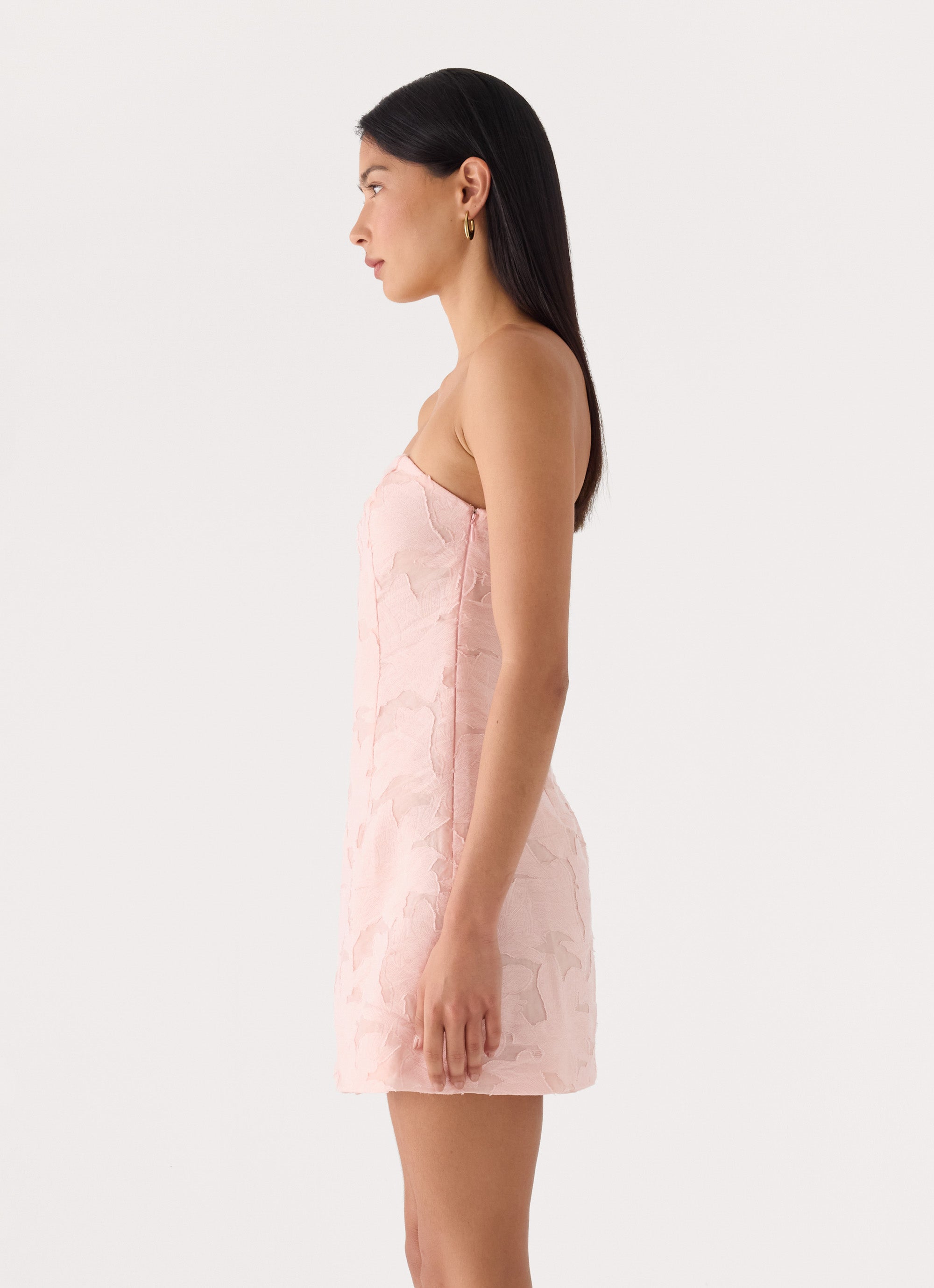 Della Lace Strapless Mini Dress - Pink