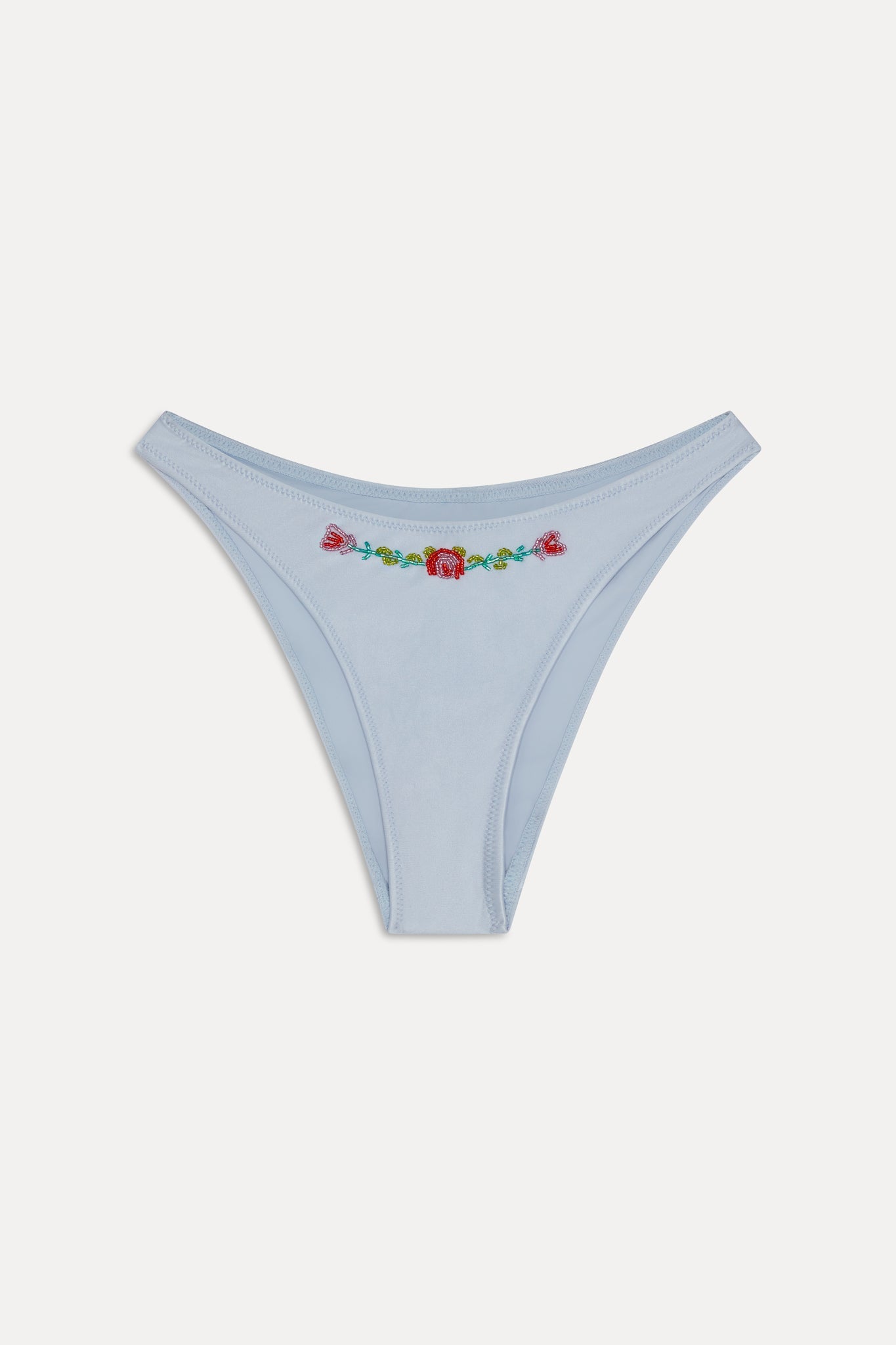 Dove Beaded Satin Bikini Bottom - Frosting