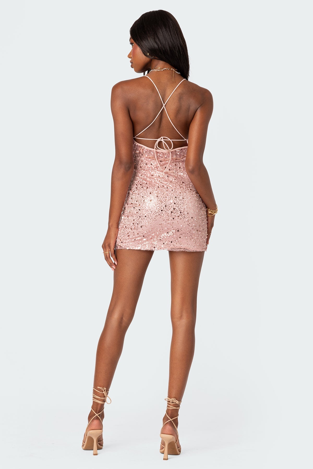 Luciane Lacey Mesh Mini Dress
