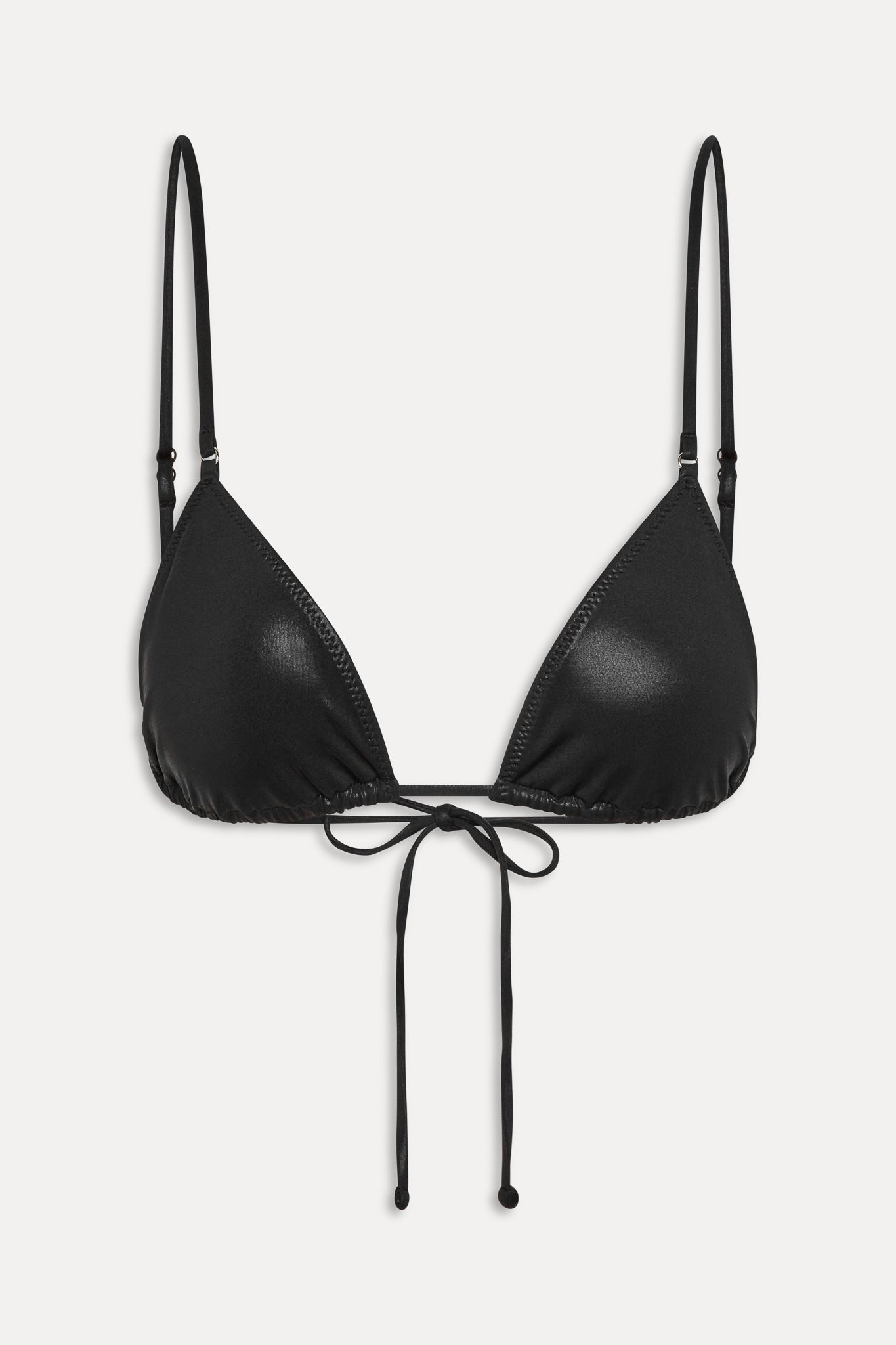 X Khy Elena Micro Metallic Bikini Top - Black Chrome