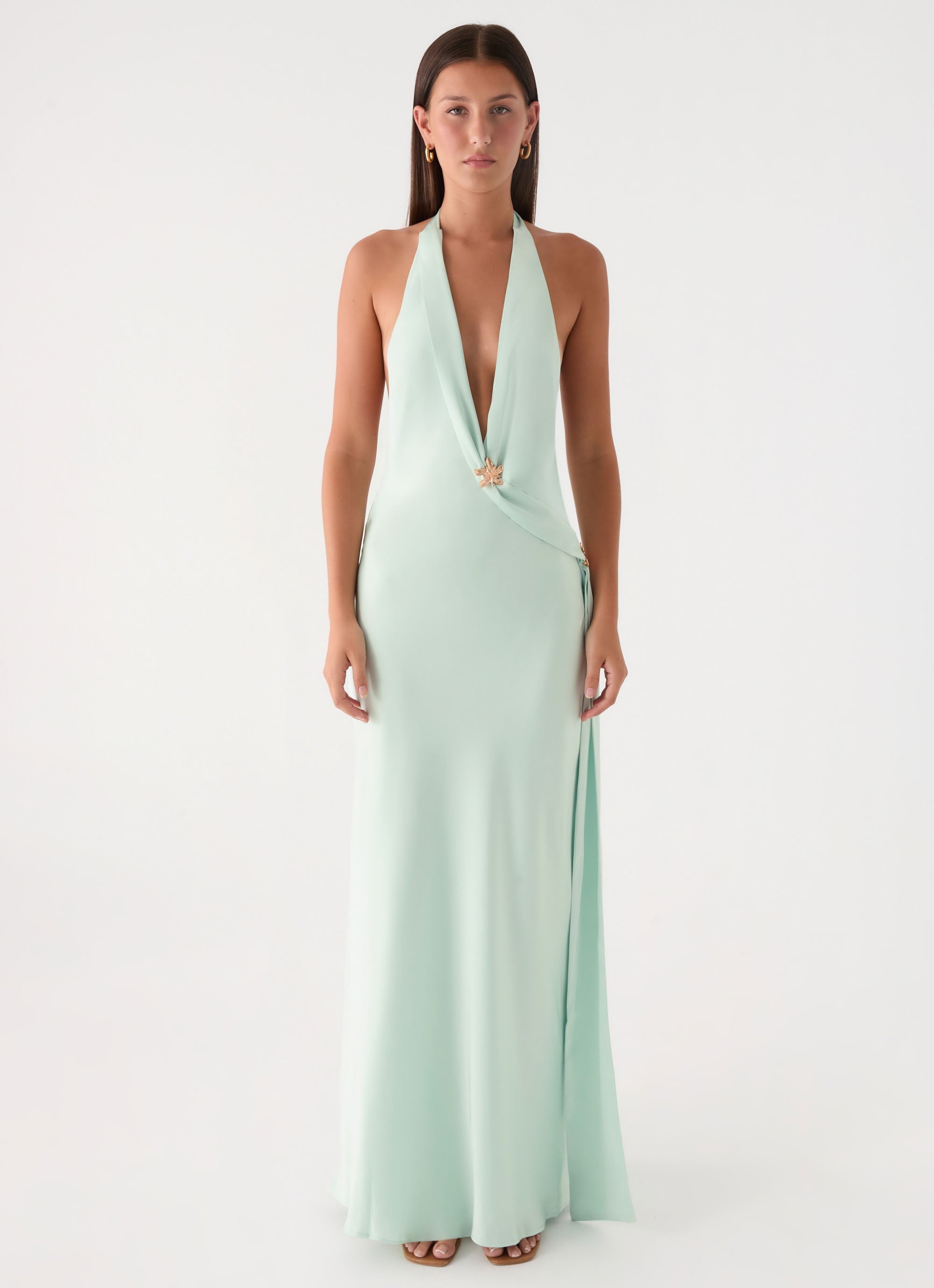 Eleni Halter Maxi Dress - Pistachio