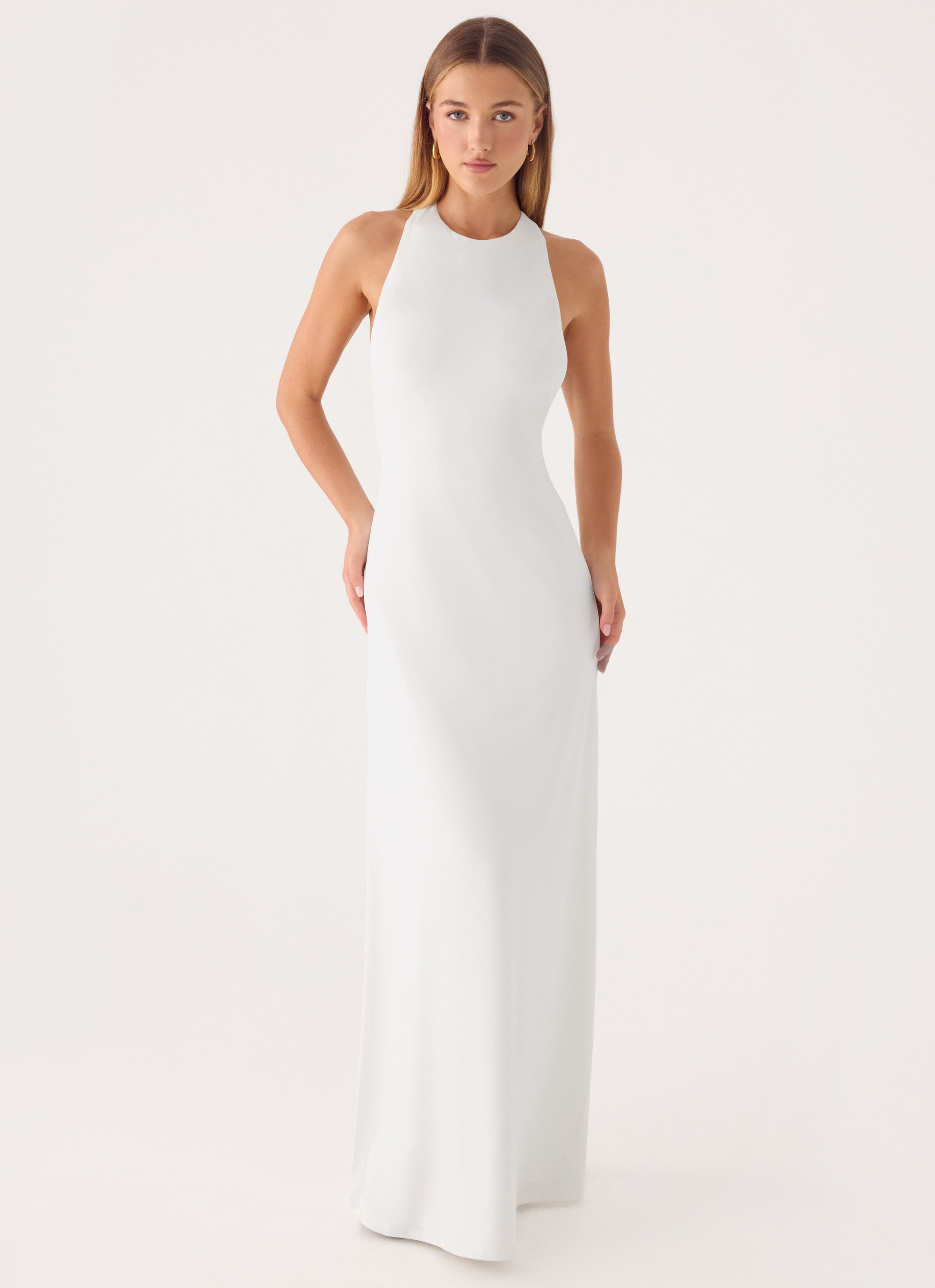 Elliah Cut Out Back Maxi Dress - White