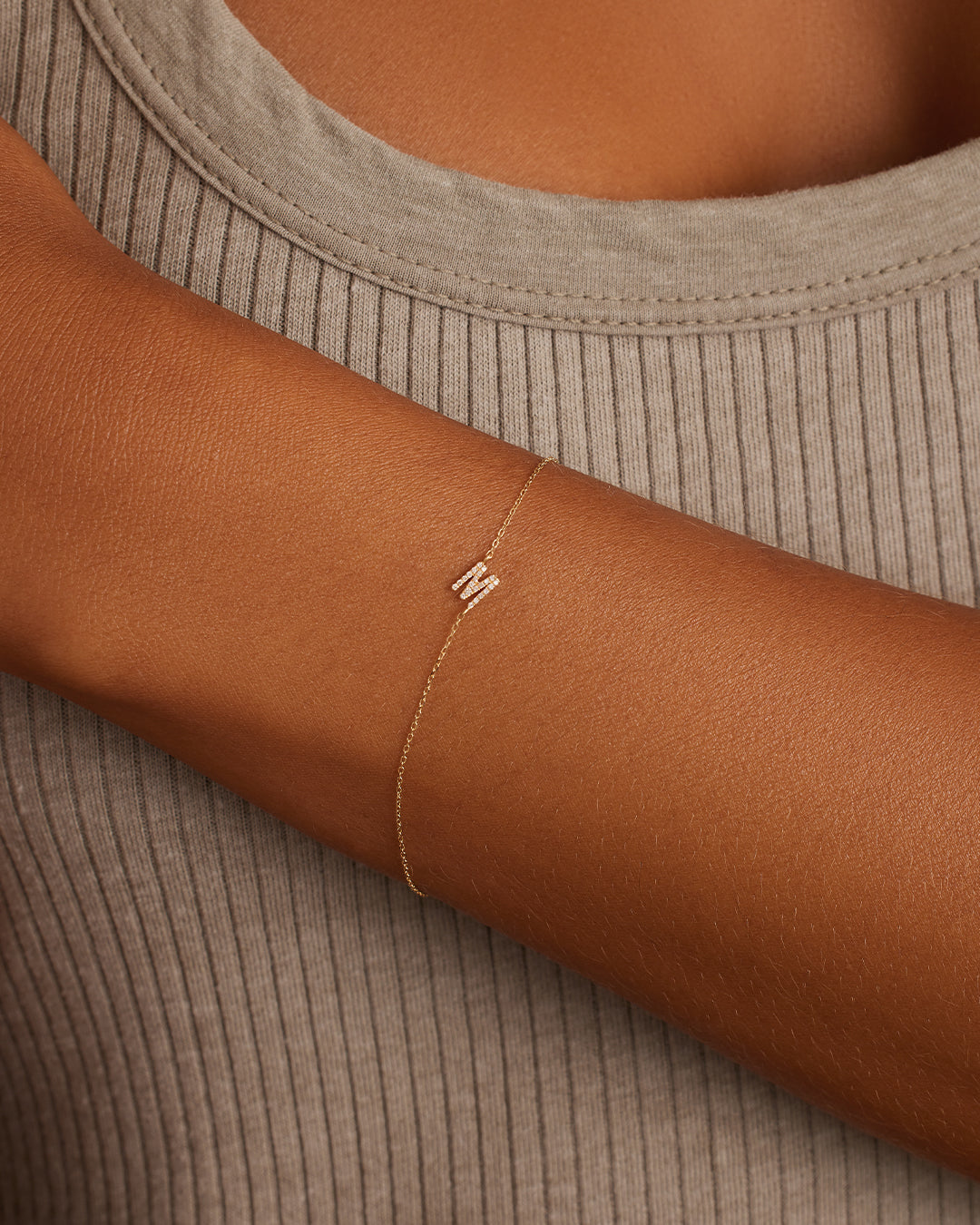 Diamond Pav������ Alphabet Bracelet