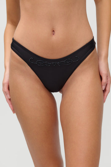 X Jennie Dove Beaded Bikini Bottom - Black