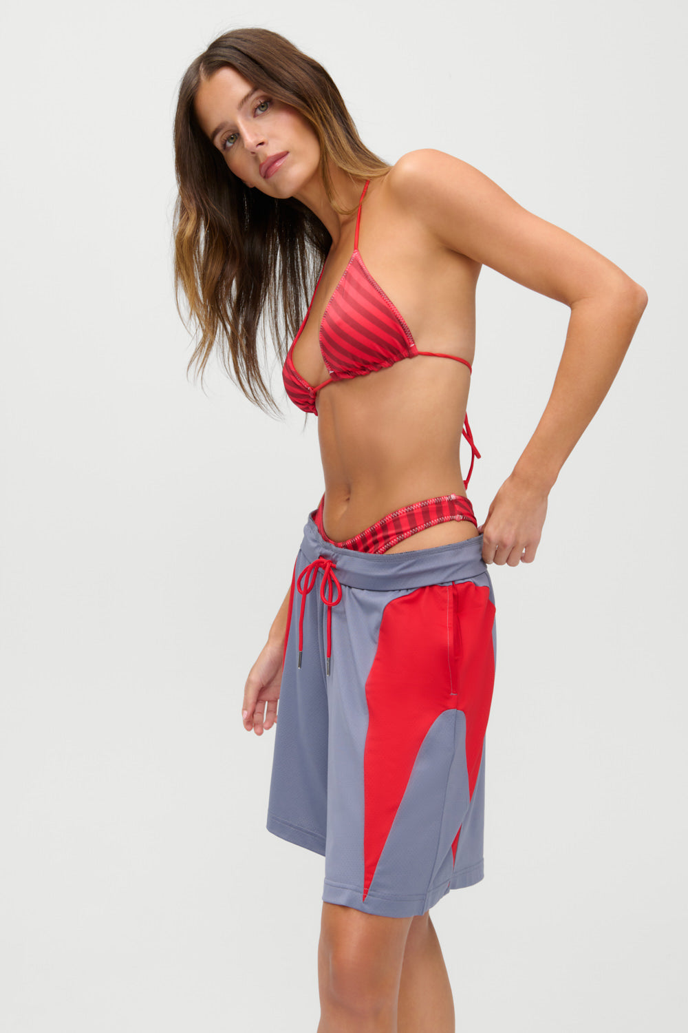X Jennie Nick Satin Bikini Top - Spring Stripe