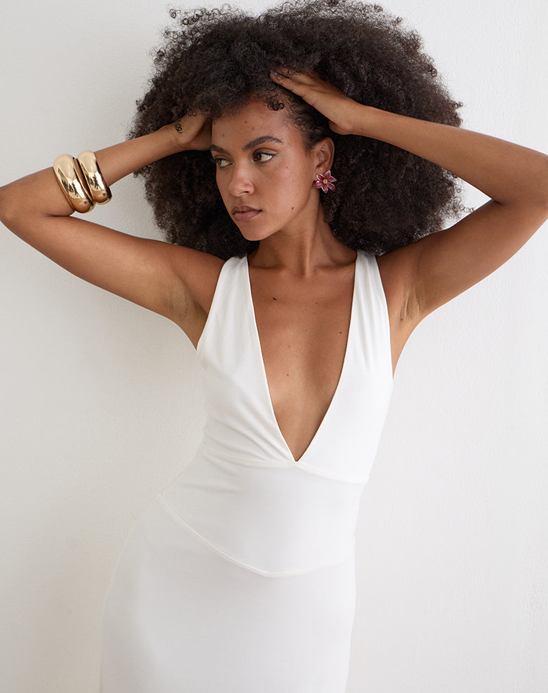 Georgina Maxi Dress in Cupro Off White