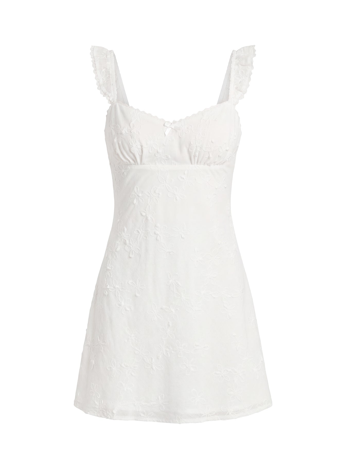 Beacall Embroidered Mini Dress White