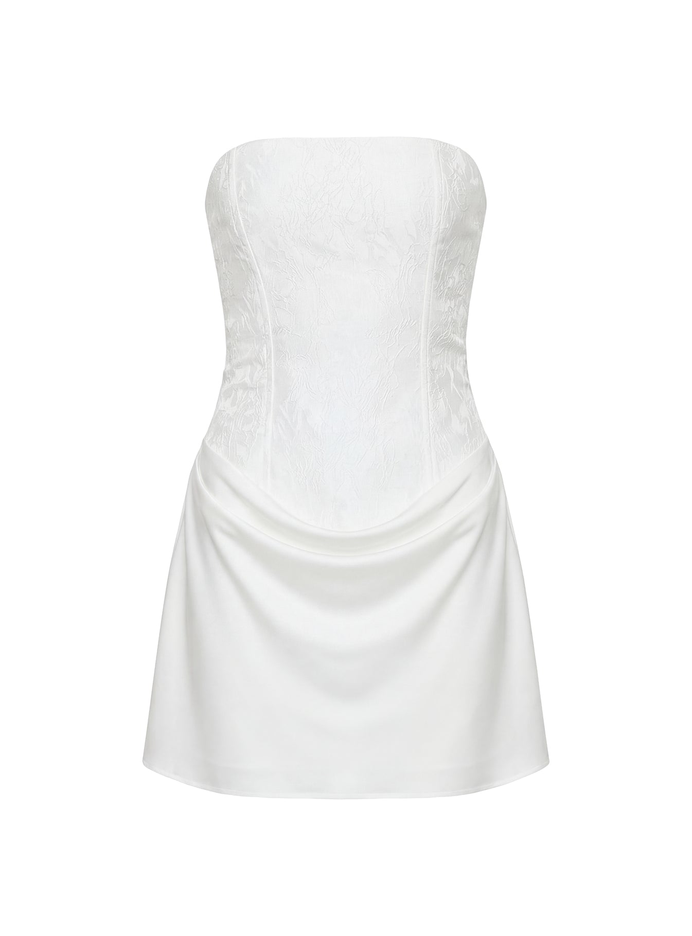 Jenevieve Strapless Drape Mini Dress White