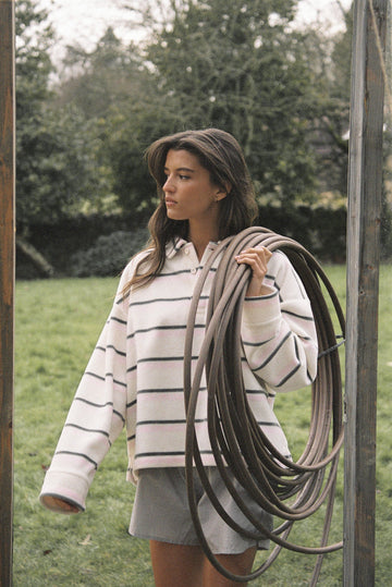 Folk Fleece Shirt in Bunny Stripe