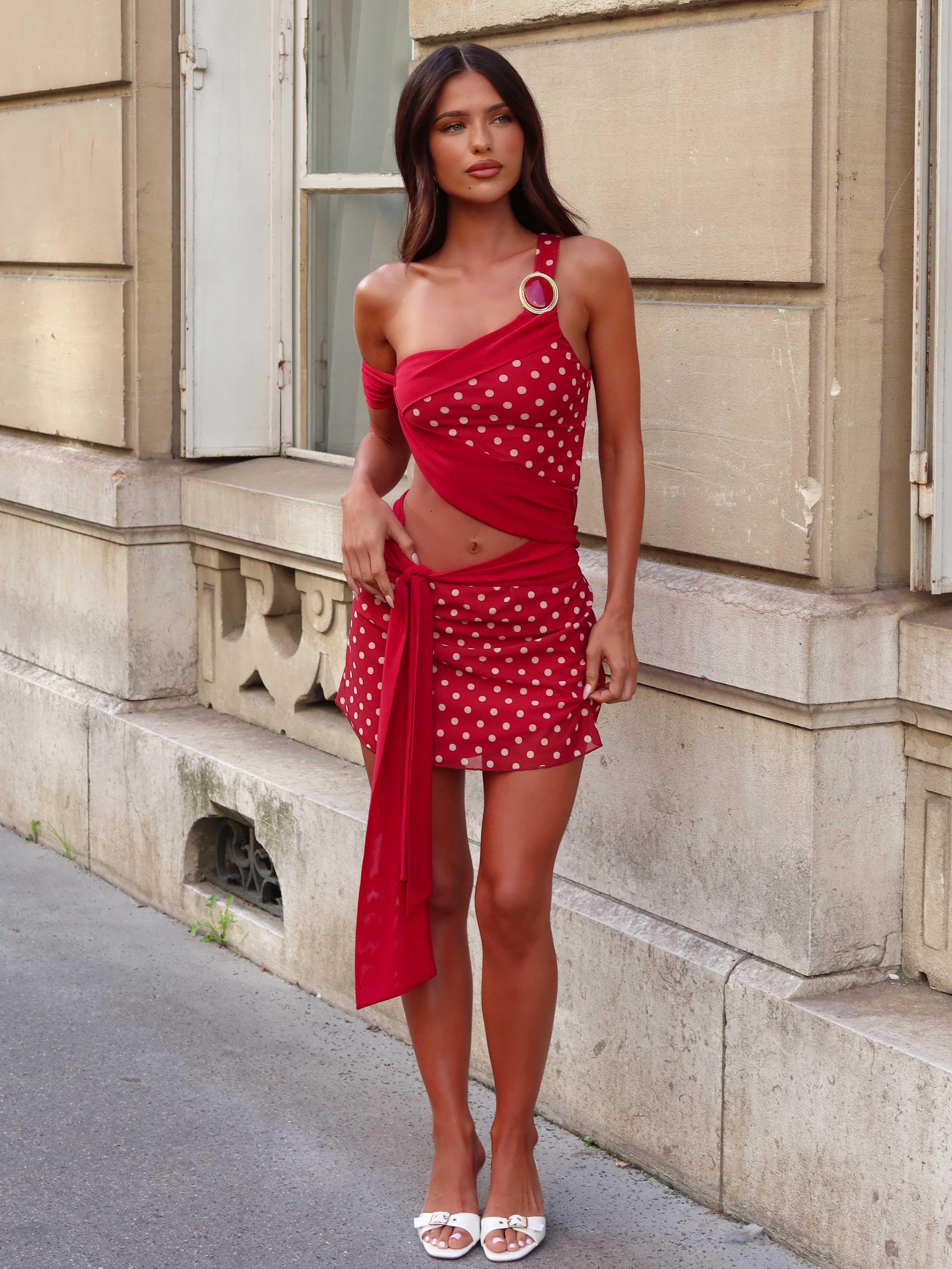 Imara Mini Dress Red Polka Dot