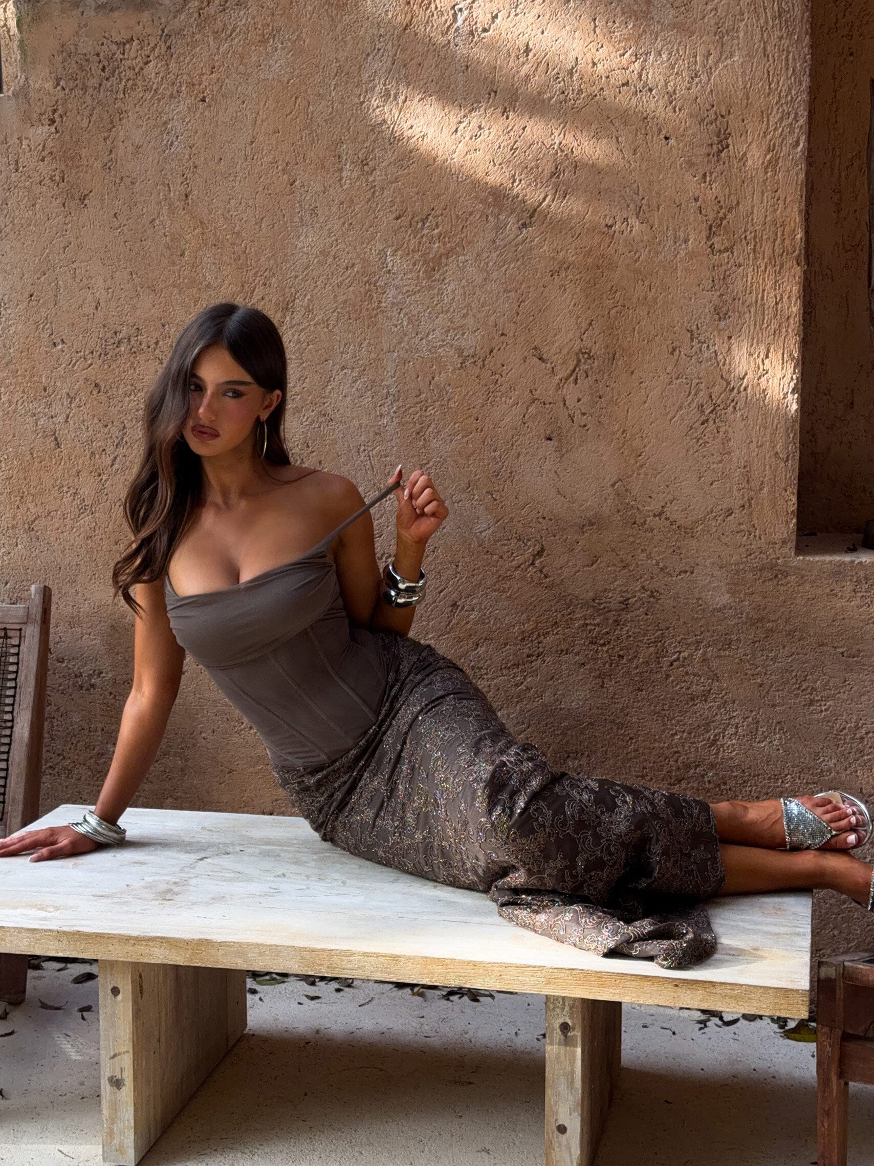 Hadlai Maxi Dress Brown