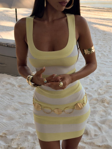 Teresa Mini Dress Yellow Stripe