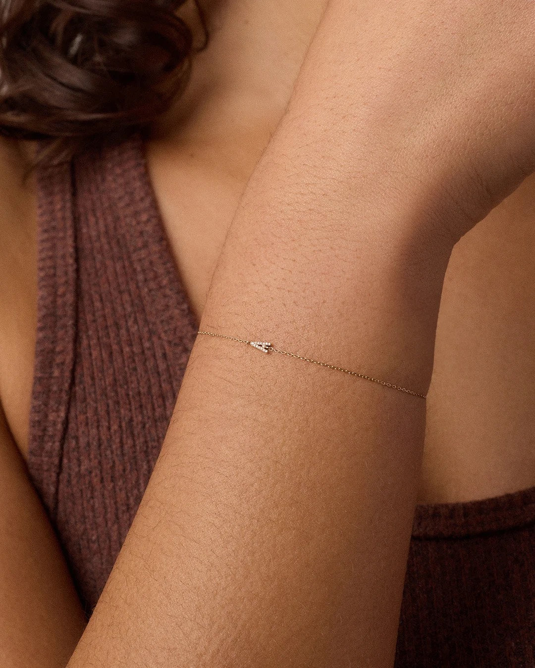 Diamond Pav������ Alphabet Bracelet