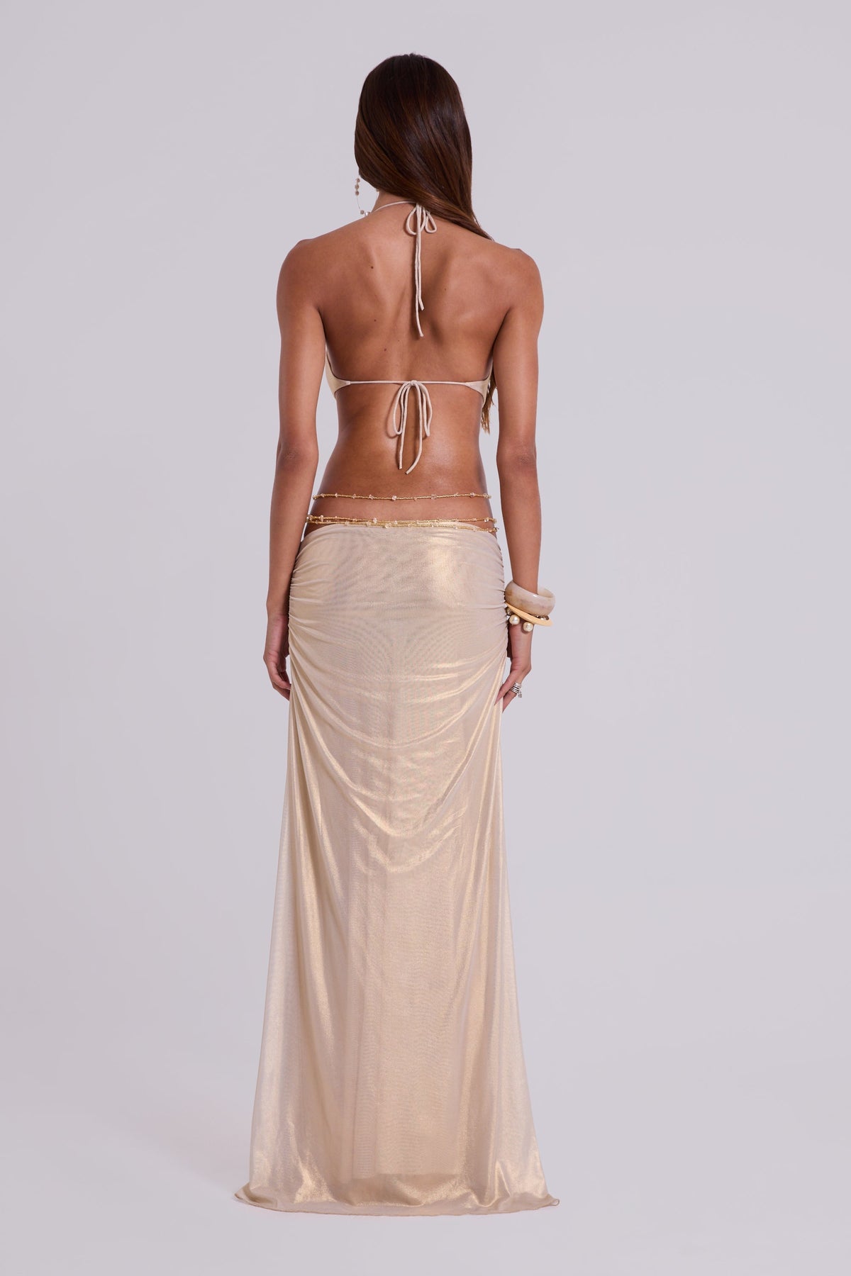 Vida Backless Maxi Dress in Gold