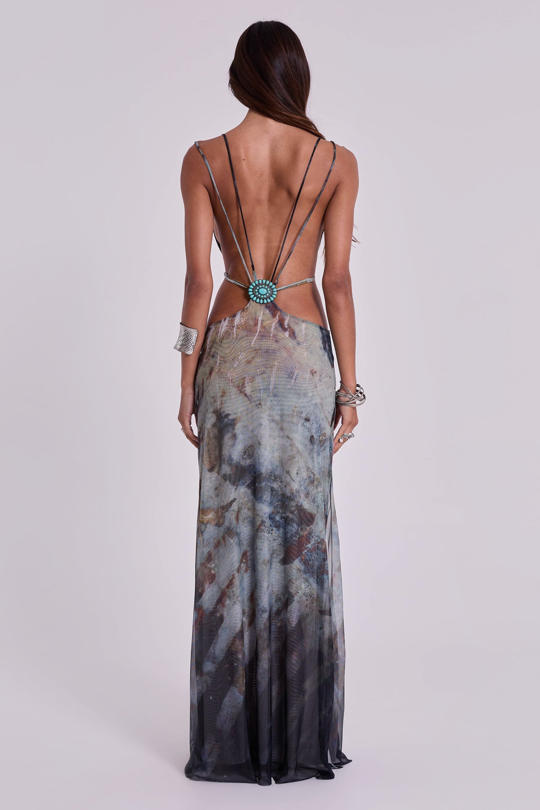 Azariah Maxi Dress With Turquoise Trim