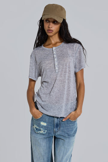 Grey Marl Haze Henley T-Shirt