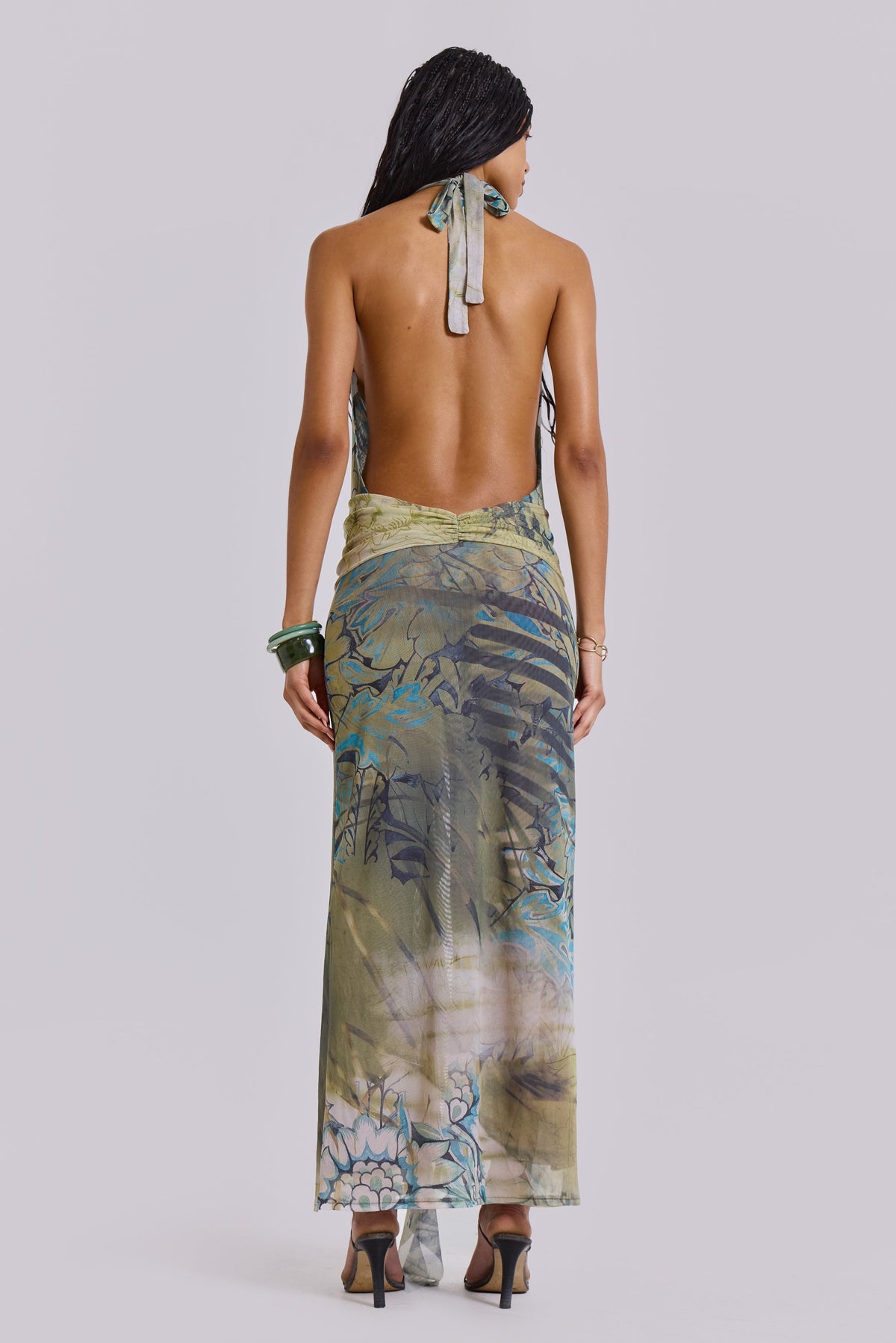 Cindy Plunge Maxi Dress In Green